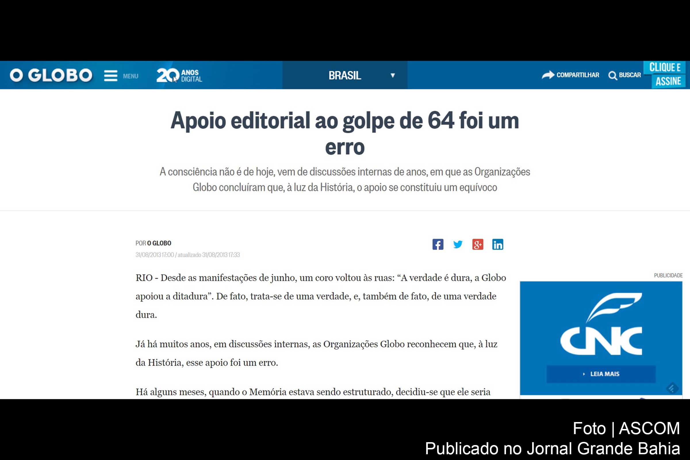 Roberto Teixeira: depois de dar apoio ao golpe militar e praticar outros atentados ao Estado de Direito, a Globo em conjunto junto com a Força-tarefa da Lava Jato pretende criminalizar a advocacia