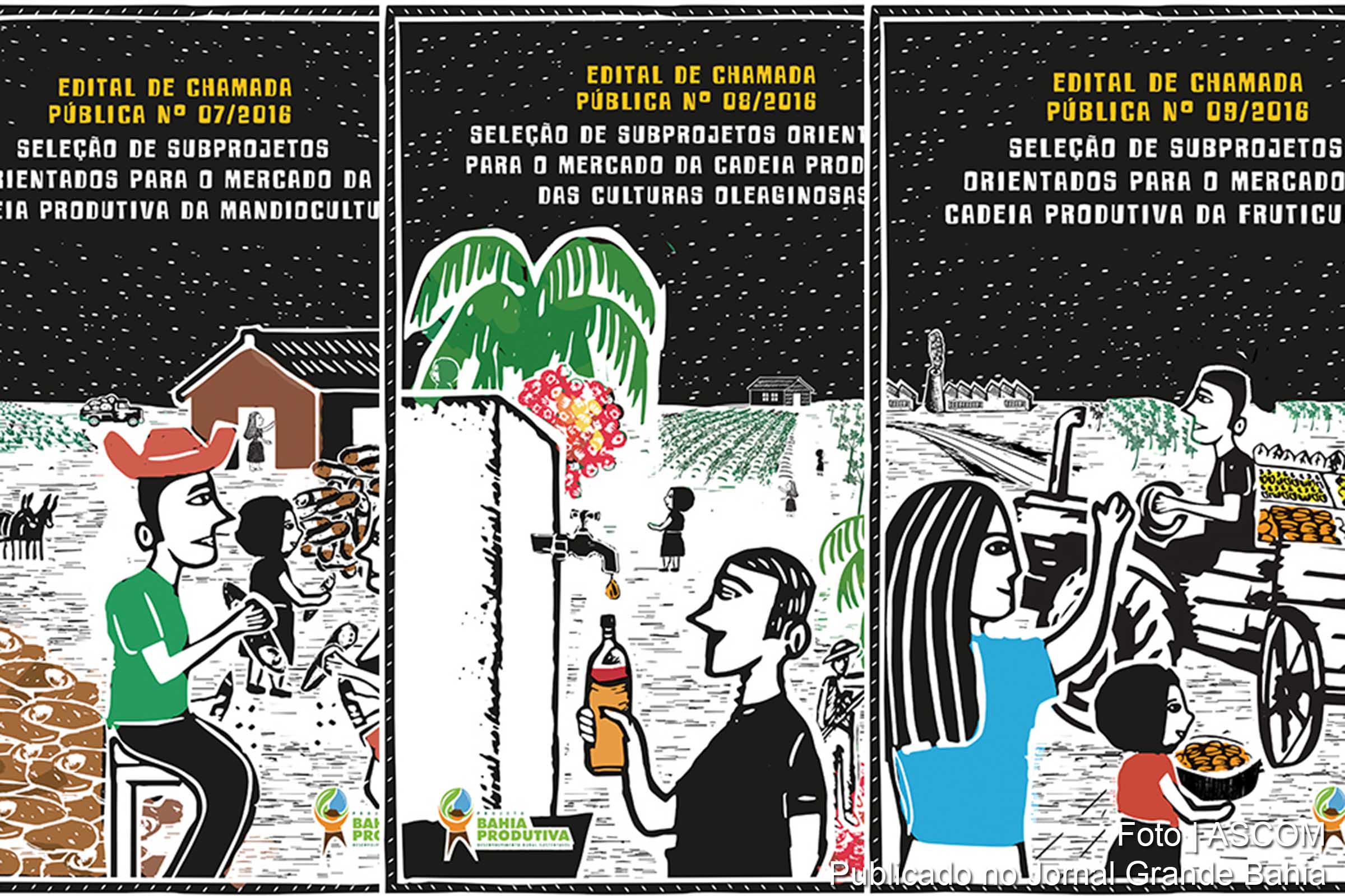 Cartaz anuncia projeto 'Bahia Produtiva em Vitória da Conquista'.