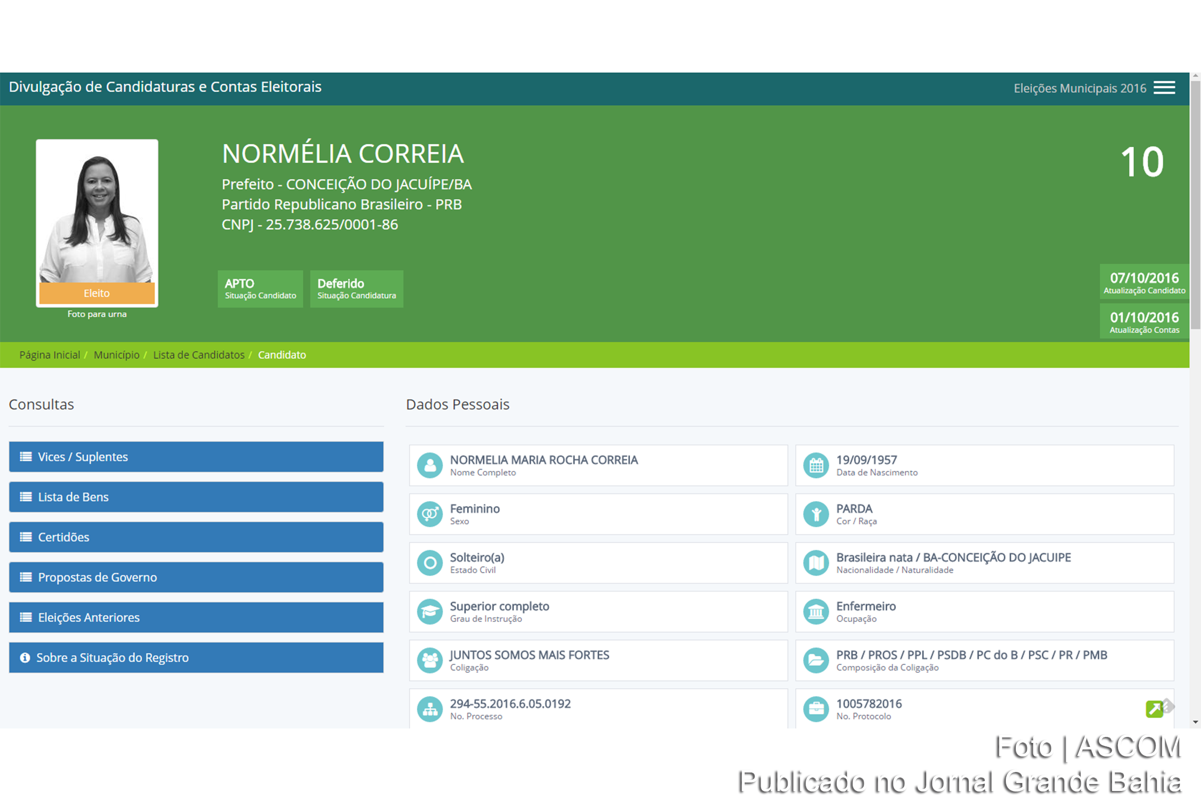 Normelia Correia foi eleita prefeitra de Conceição do Jacuípe.