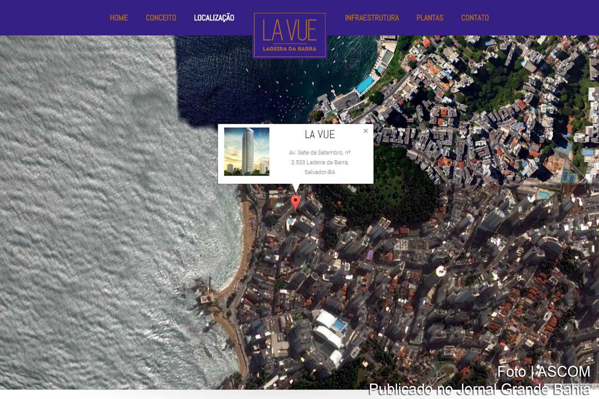 Localização do edifício residencial La Vue Ladeira da Barra. Empreendimento está localizado em Salvador.
