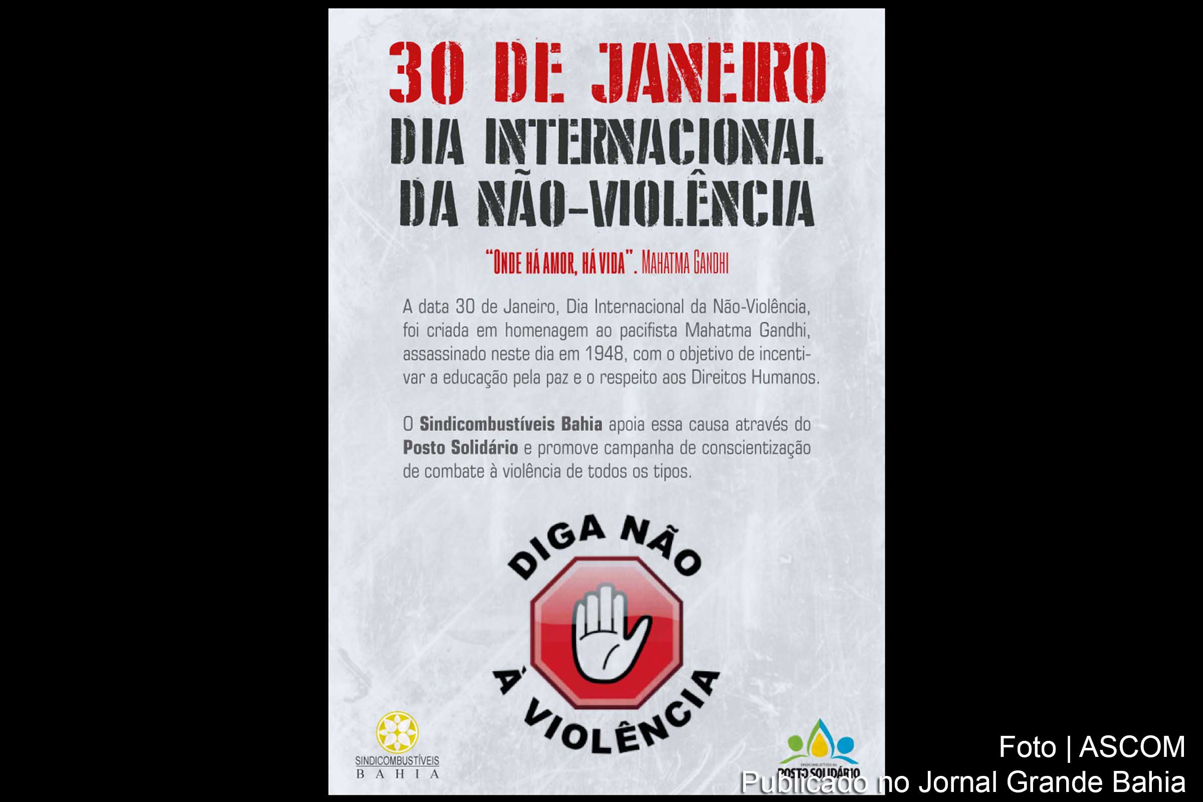 Cartaz do 'Dia Internacional da Não-Violência'.
