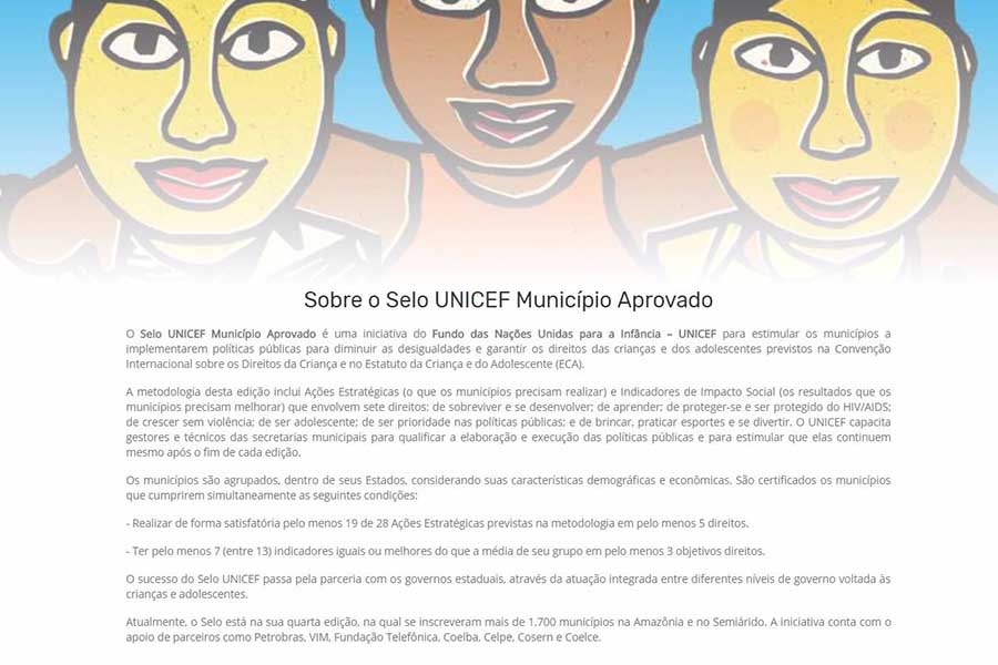 Município de Feira de Santana recebe menção honrosa do Unicef.