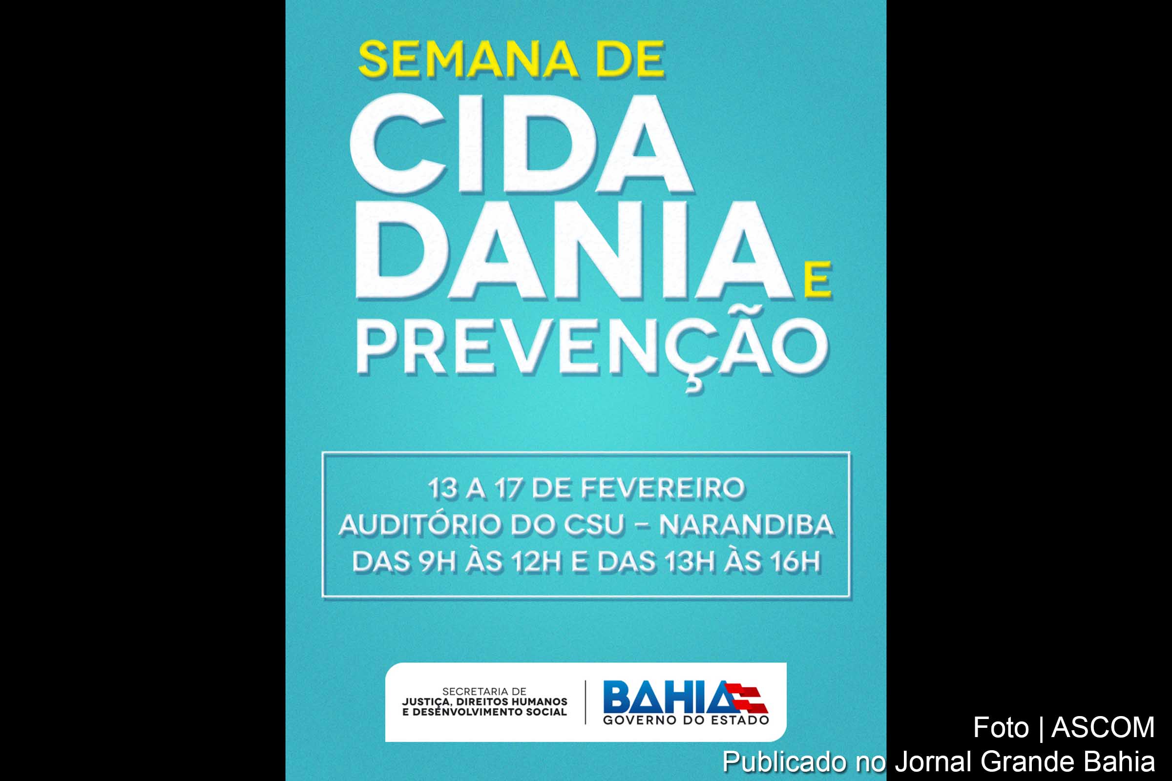 Cartaz anuncia 'Semana de Cidadania e prevenção'.