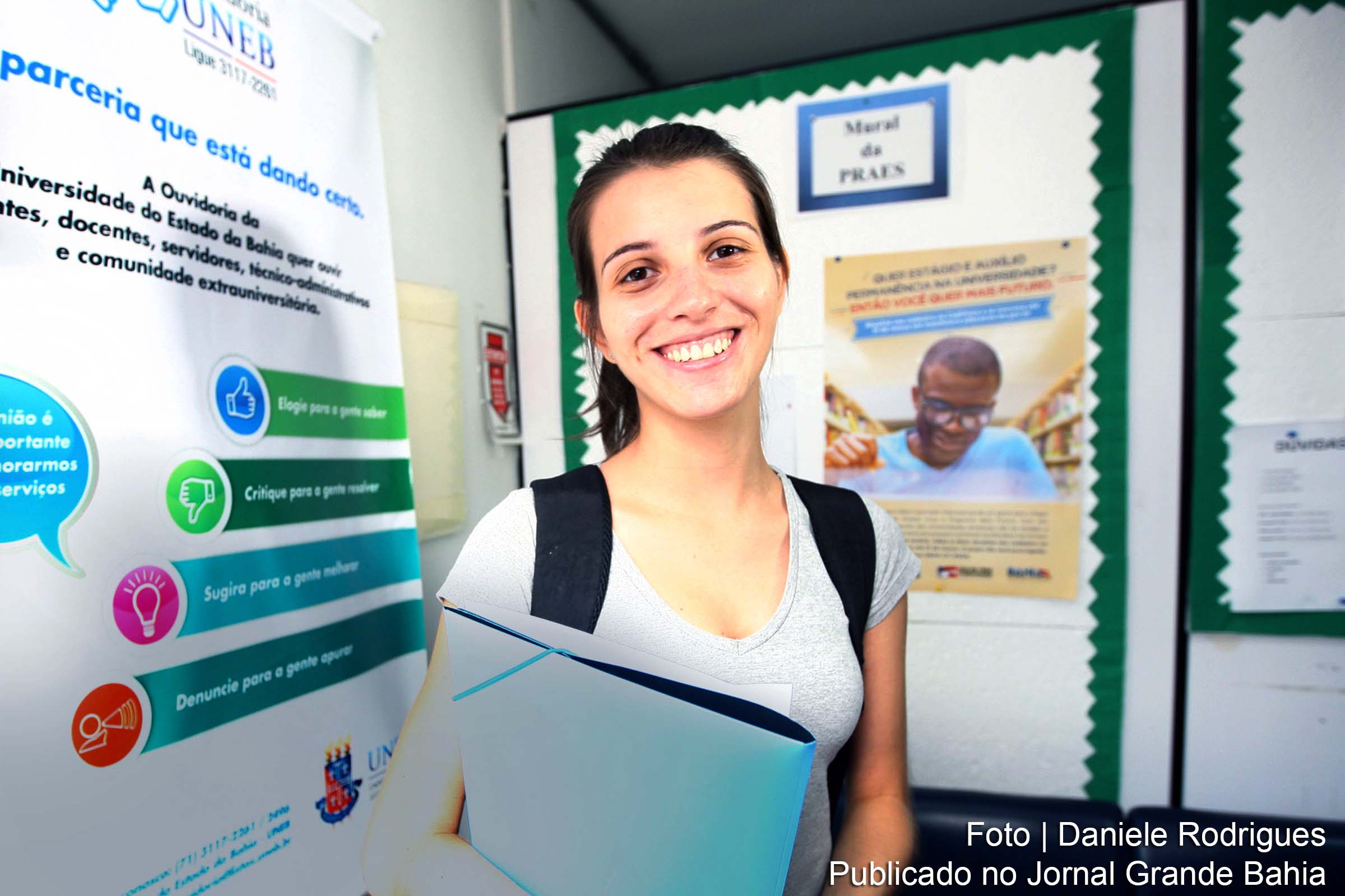 Alunos das universidades estaduais da Bahia podem participar do Programa Mais Futuro. Na foto, Taíse Santana, estudante de Engenharia de Produção Civil.