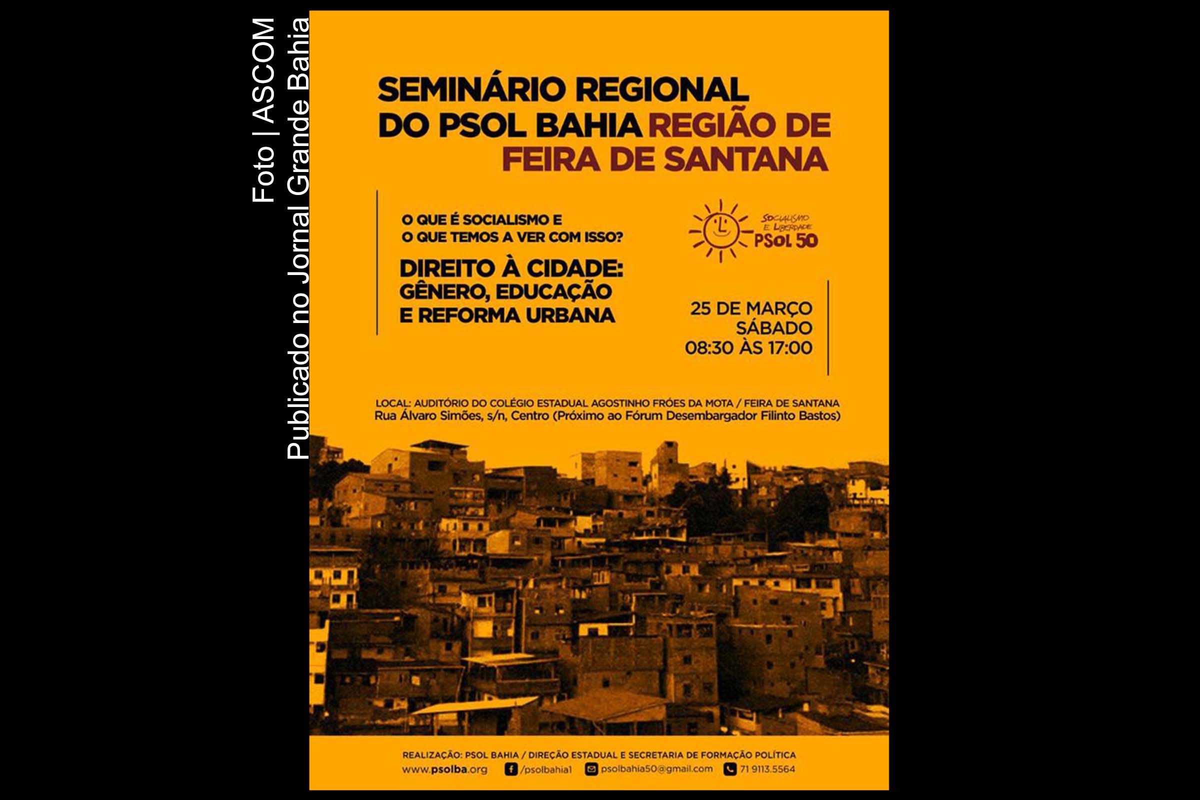 PSOL promove seminário 'Direito à cidade: gênero, educação e reforma urbana.