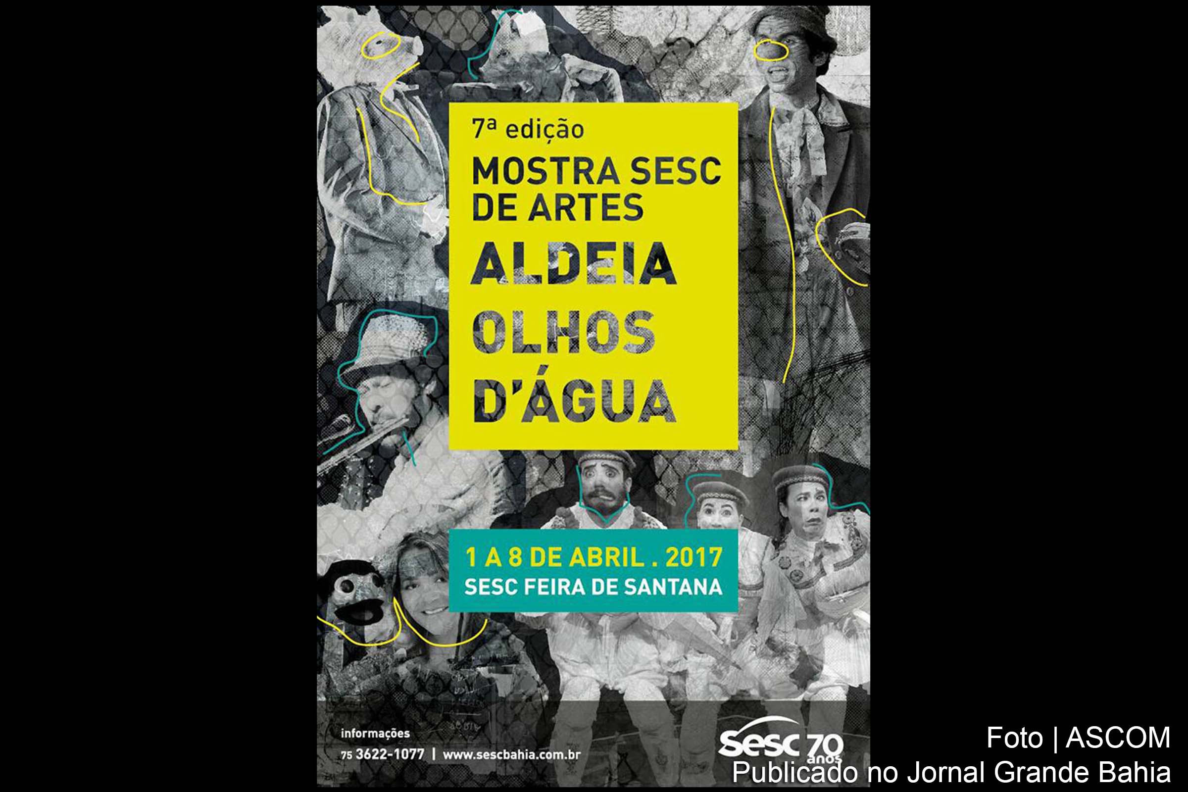 Cartaz anuncia 7ª Mostra Sesc de Artes Aldeia Olhos D'Água.