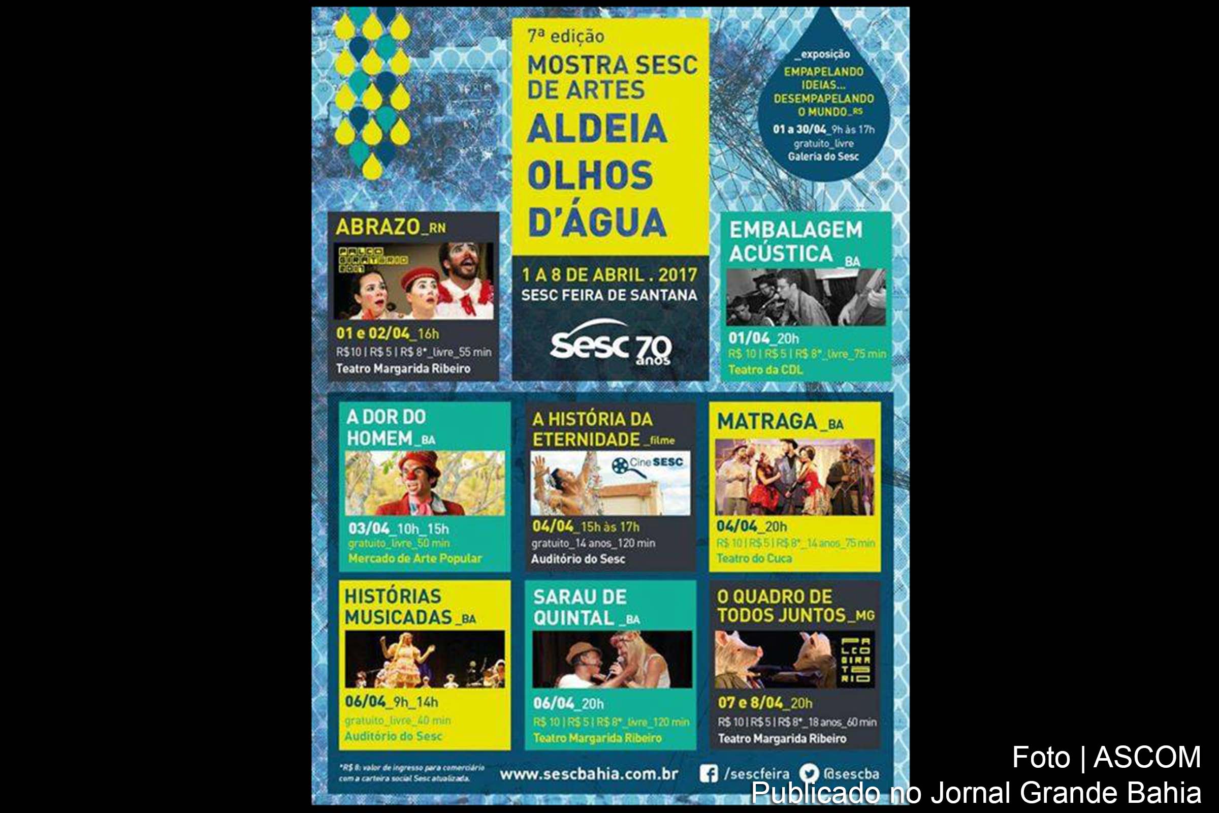 Cartaz anuncia '7ª Mostra Sesc de Artes – Aldeia Olhos D’Água'.
