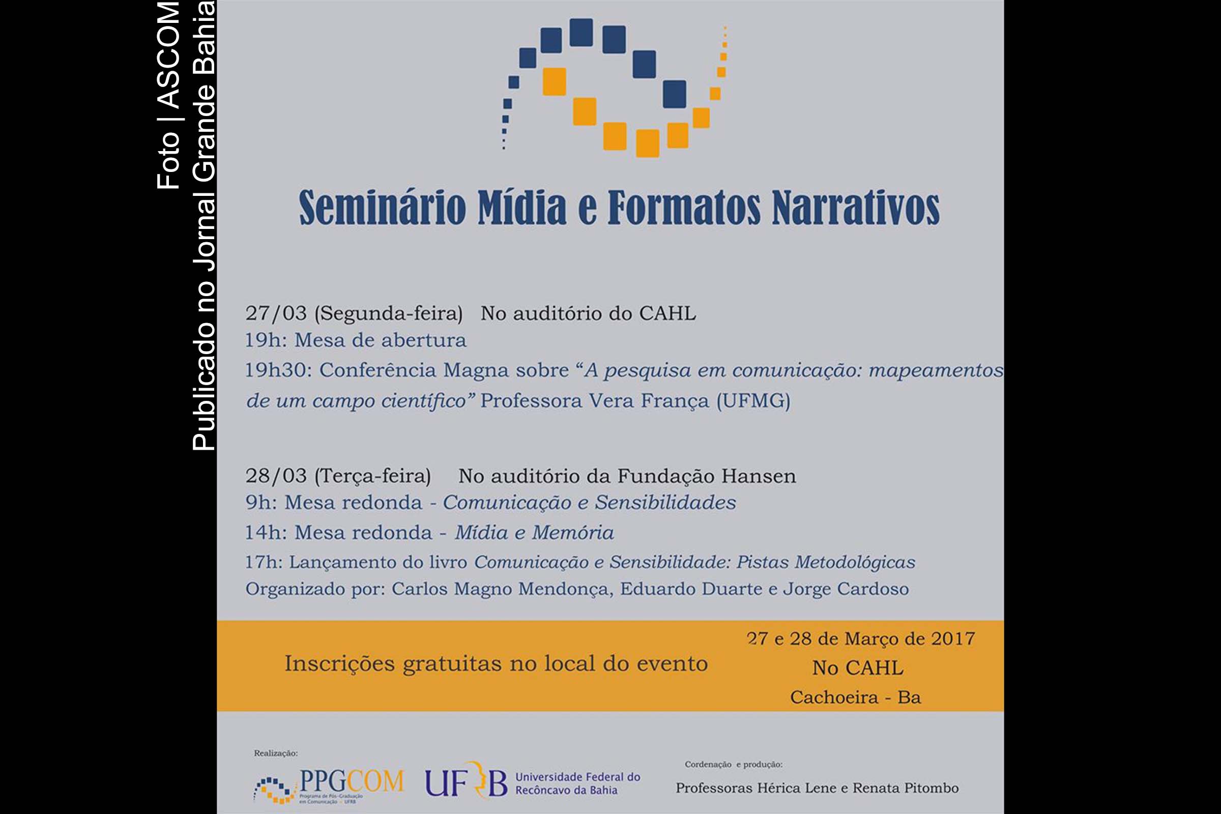 Cartaz do 'Seminário Mídias e Formatos Narrativos'.