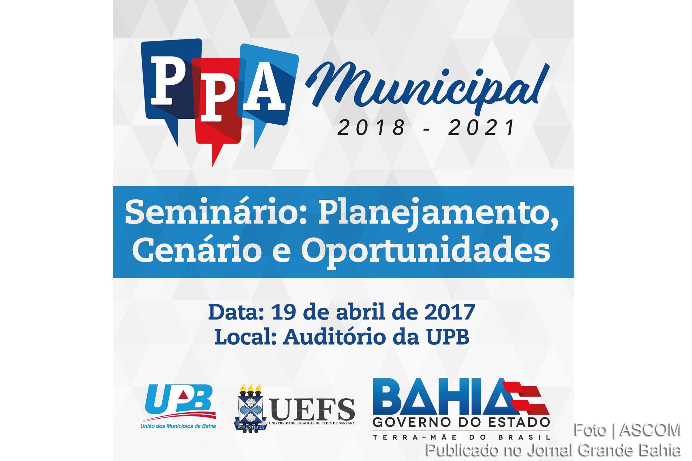 Cartaz anuncia seminário sobre planejamento municipal.