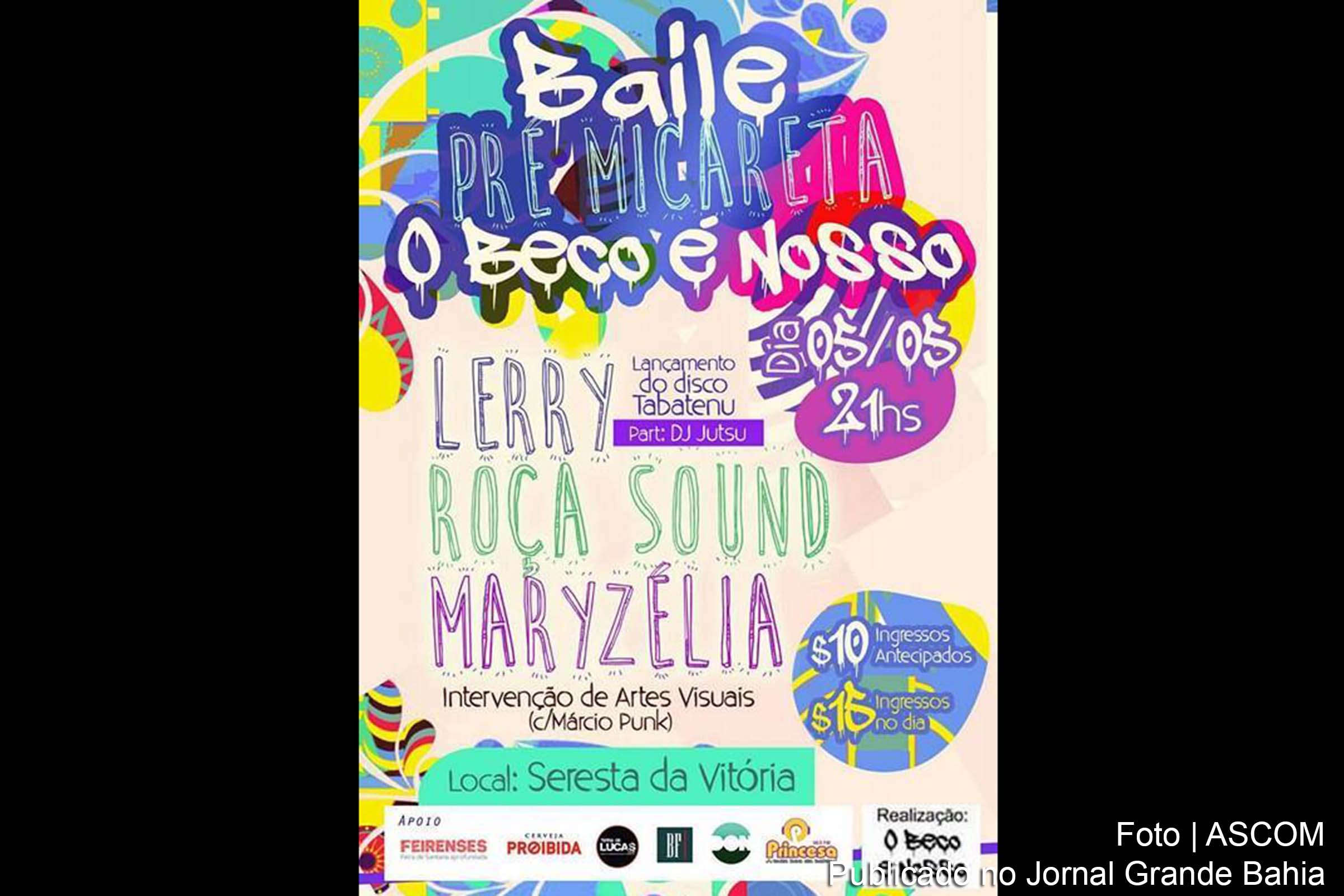 Cartaz anuncia baile pré-micareta com Maryzélia, Roça Sound e DJ Larry.