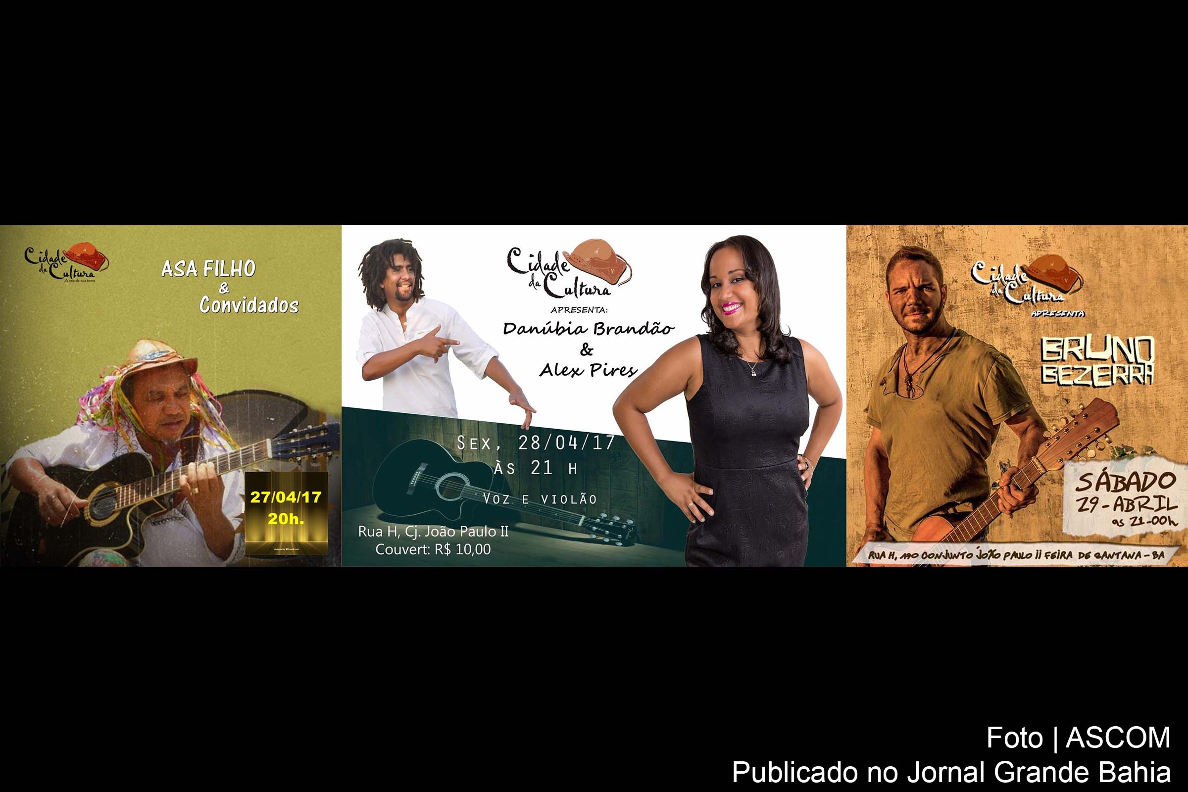 Shows de Asa Filho, Danúbia Brandão, Alex Pires e Bruno Bezerra ocorrem na Cidade da Cultura.