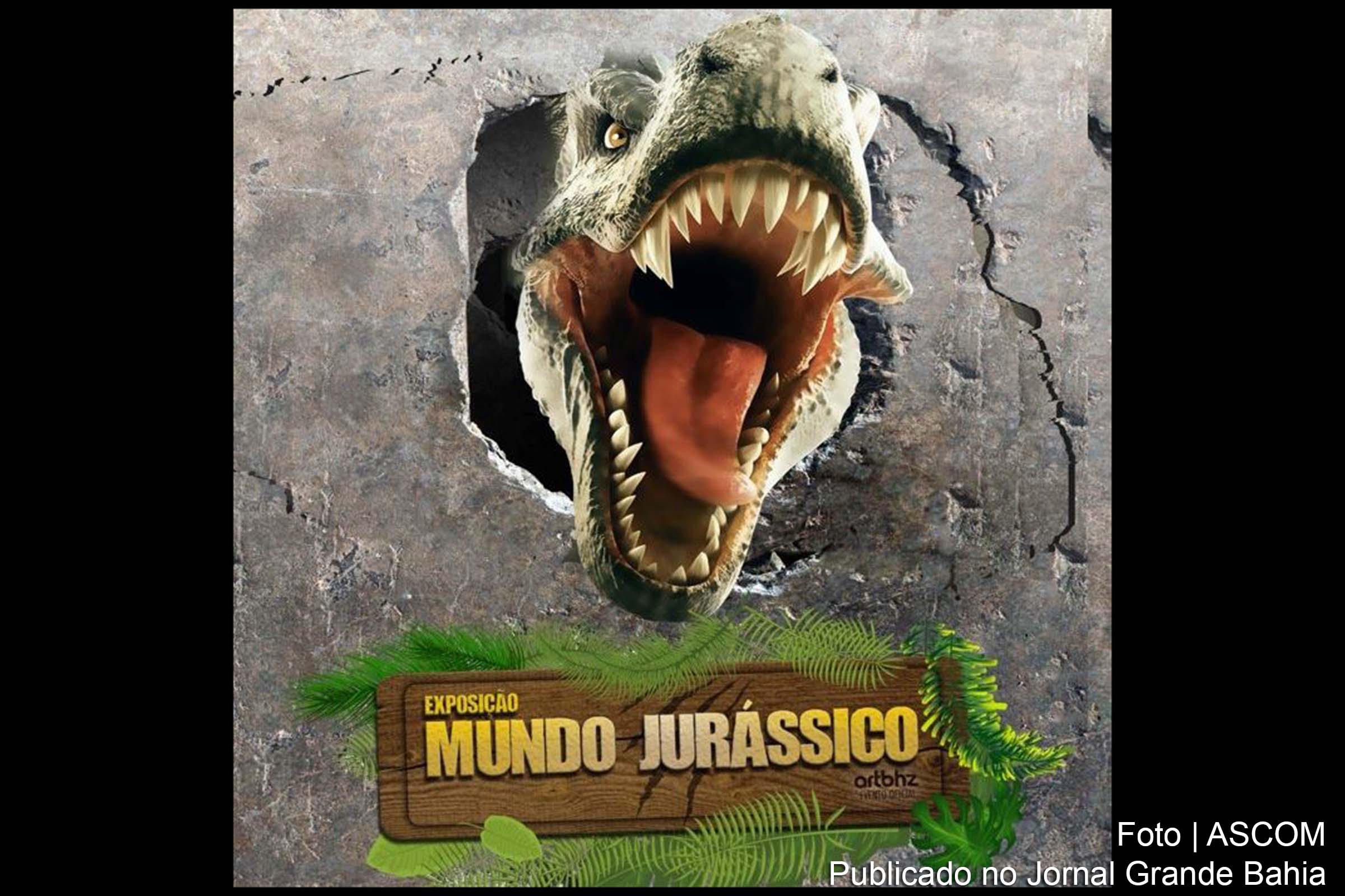 Cartaz da exposição 'Mundo Jurássico'.