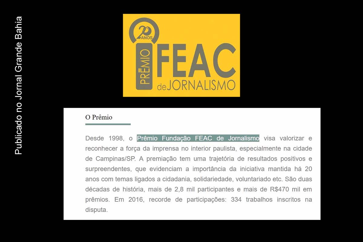 Prêmio Fundação FEAC de Jornalismo lança 20ª edição.