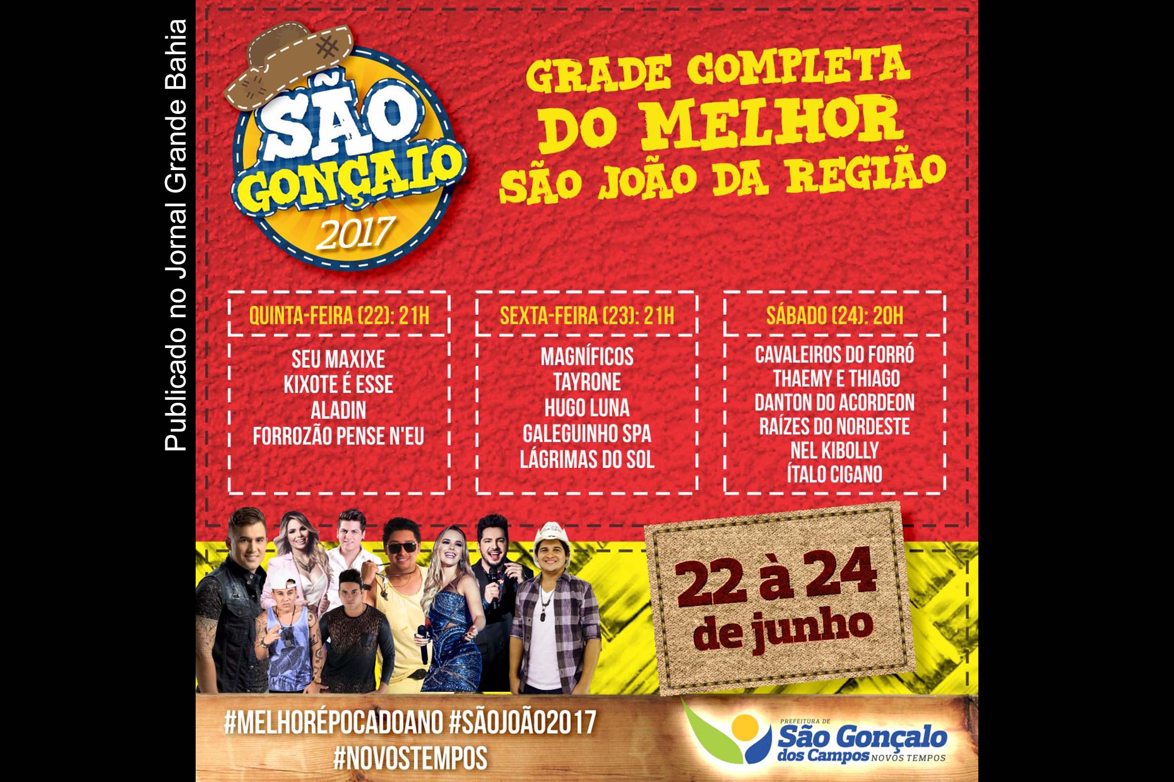Programação do São João 2017 de São Gonçalo dos Campos.