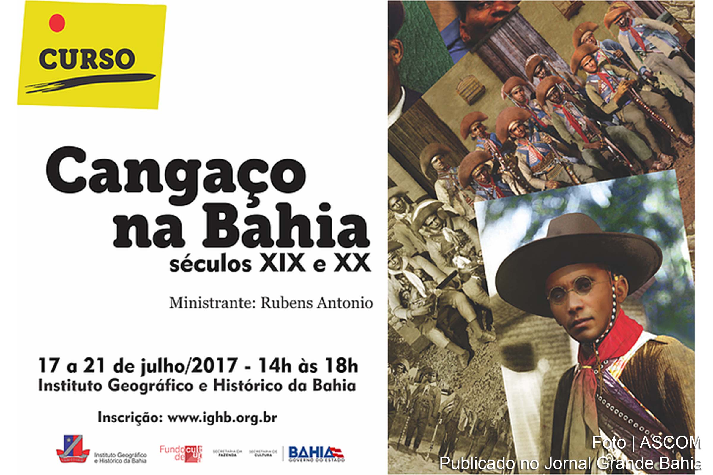Cartaz anuncia curso sobre o Cangaço na Bahia.