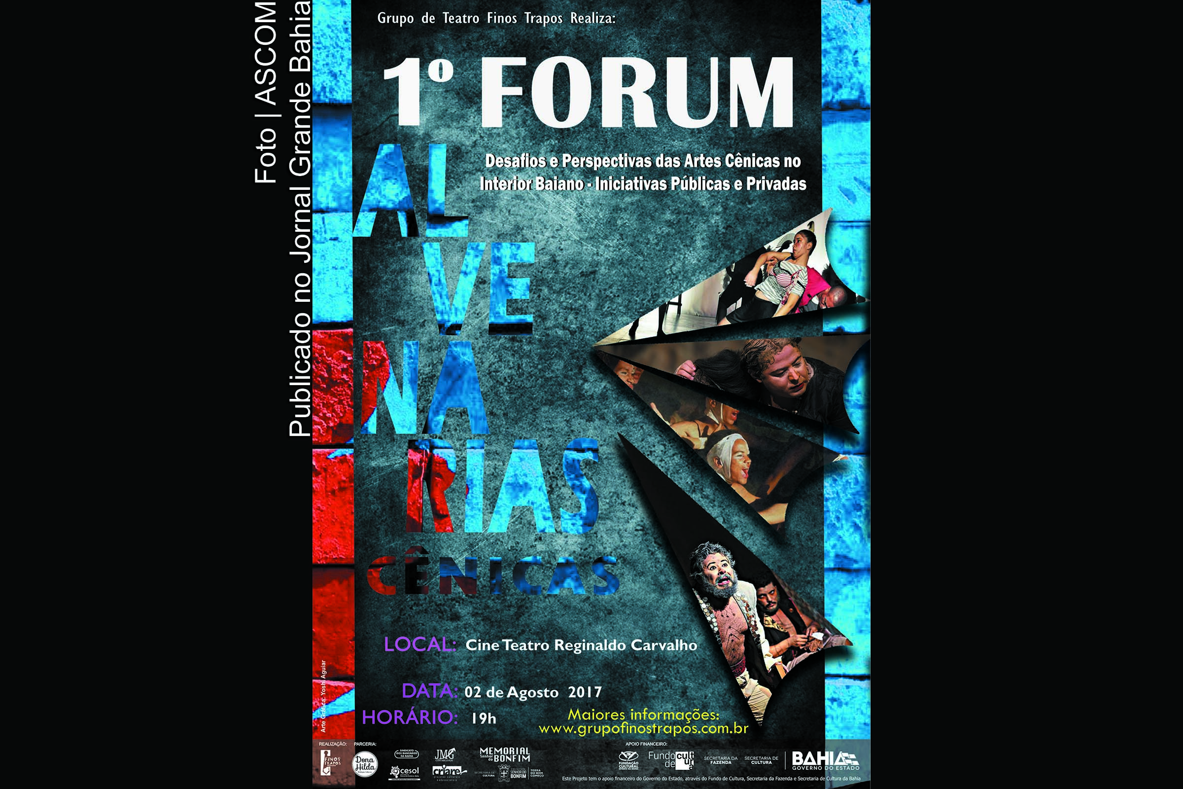 Cartaz do Fórum de discussão ‘Desafios e Perspectivas das Artes Cênicas no Interior Baiano - iniciativas públicas e privadas’.