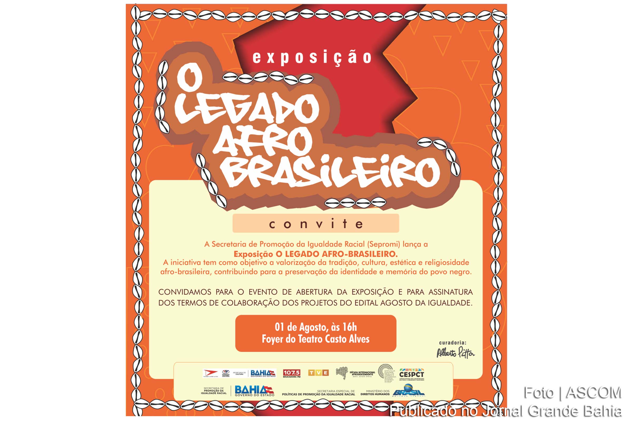 Convite da exposição 'O Legado Afro Brasileiro'.