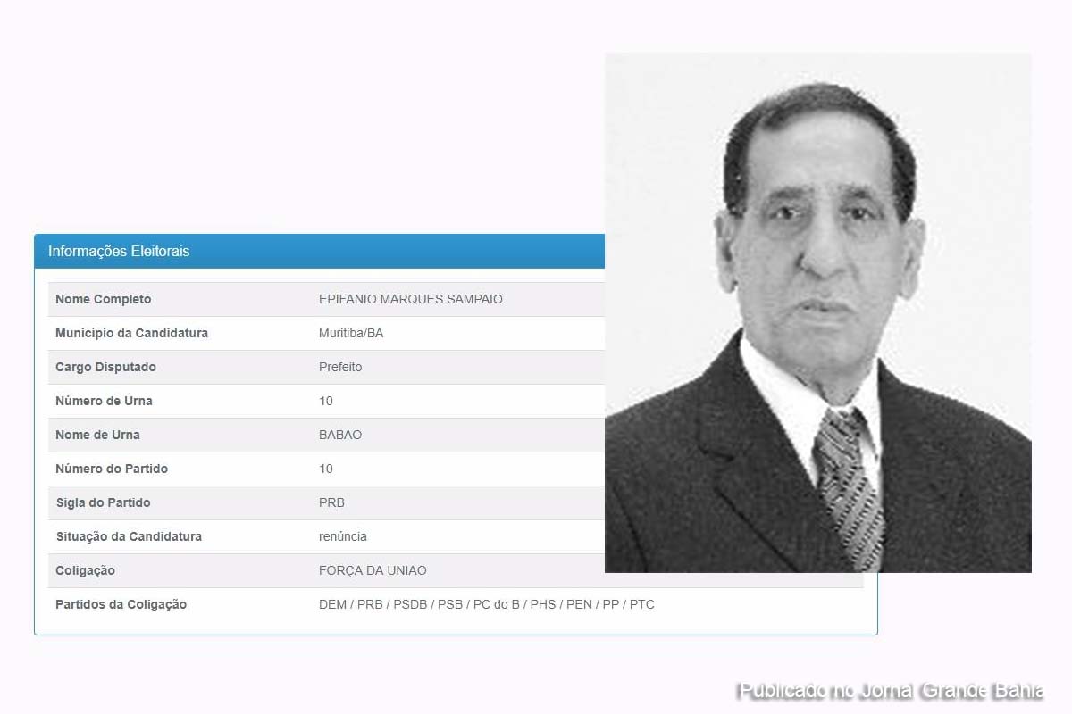 O Ministério Público denunciou o ex-prefeito de Muritiba Epifânio Marques Sampaio (Babão).