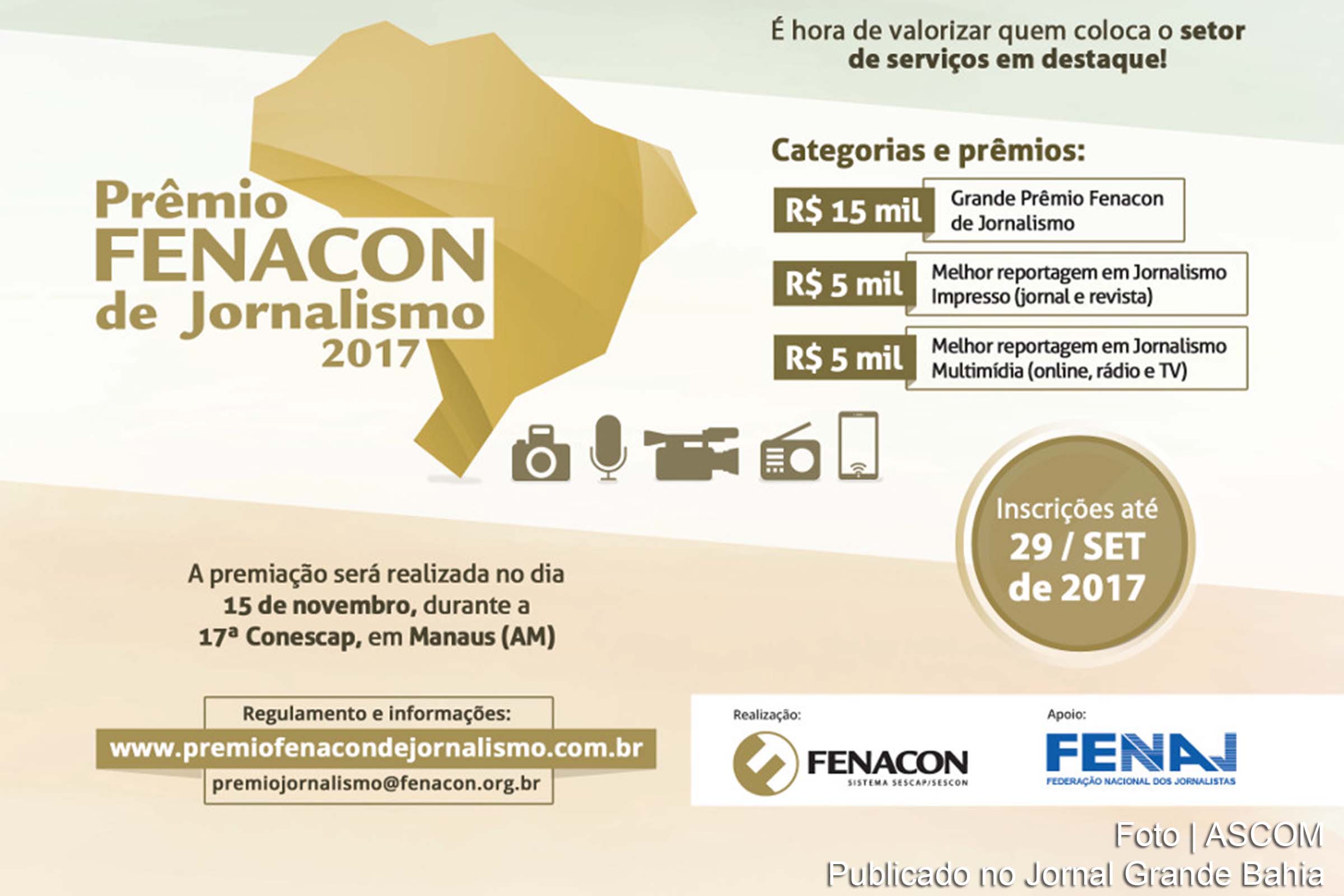 Cartaz da III edição do Prêmio Fenacon de Jornalismo.