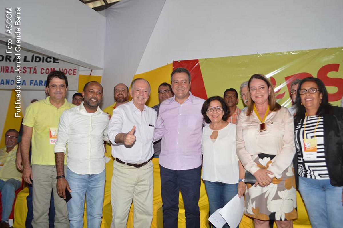 Vice-governador João Leão, governador Rui Costa e senadora Lídice da Mata. Aliança entre PT, PP, PSB e PSD é mantida para as eleições de 2018.