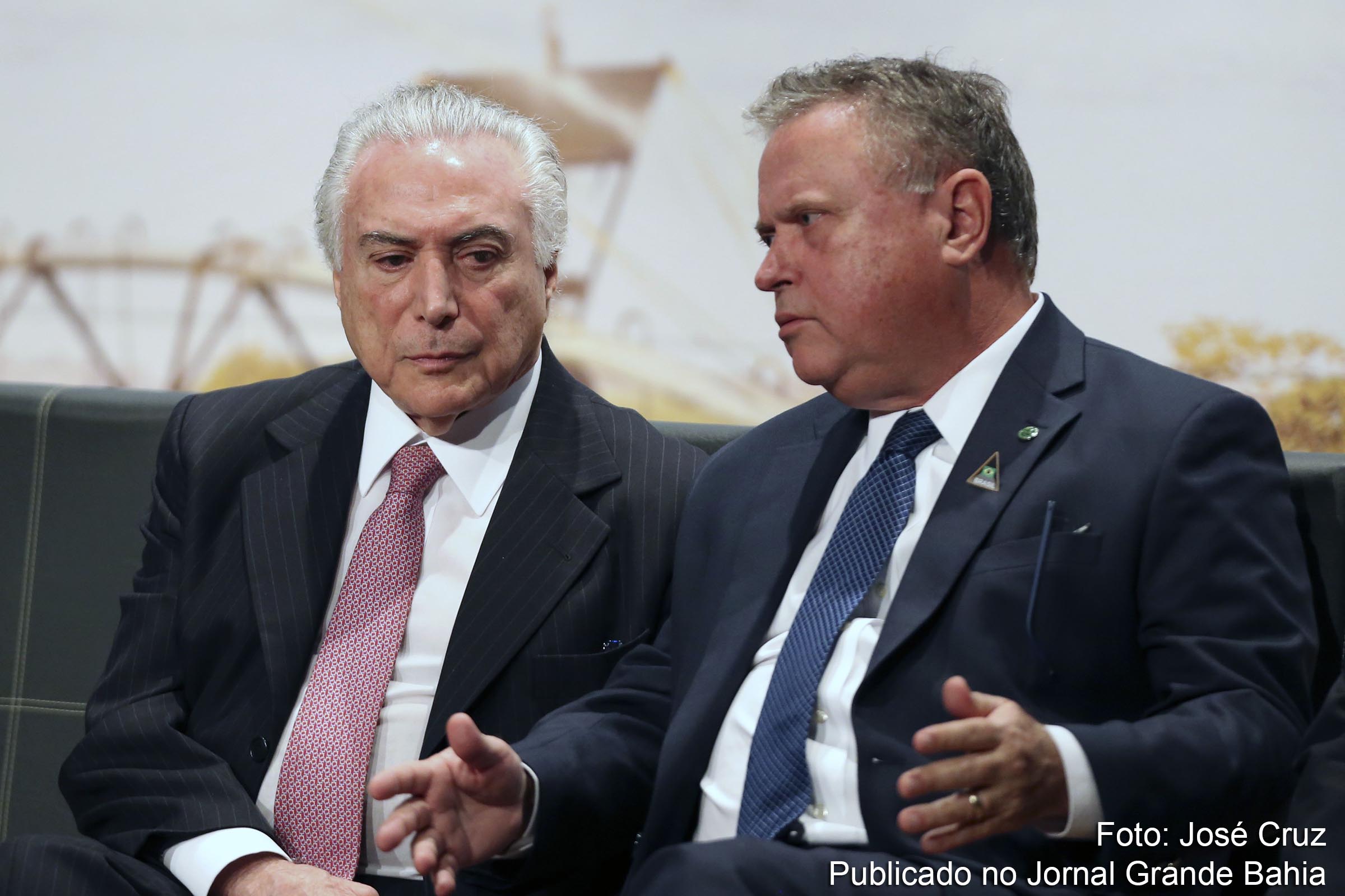 Presidente Michel Temer e ministro Blairo Maggi. Membros do Governo Temer e o próprio presidente da República são citados em atos de corrupção.