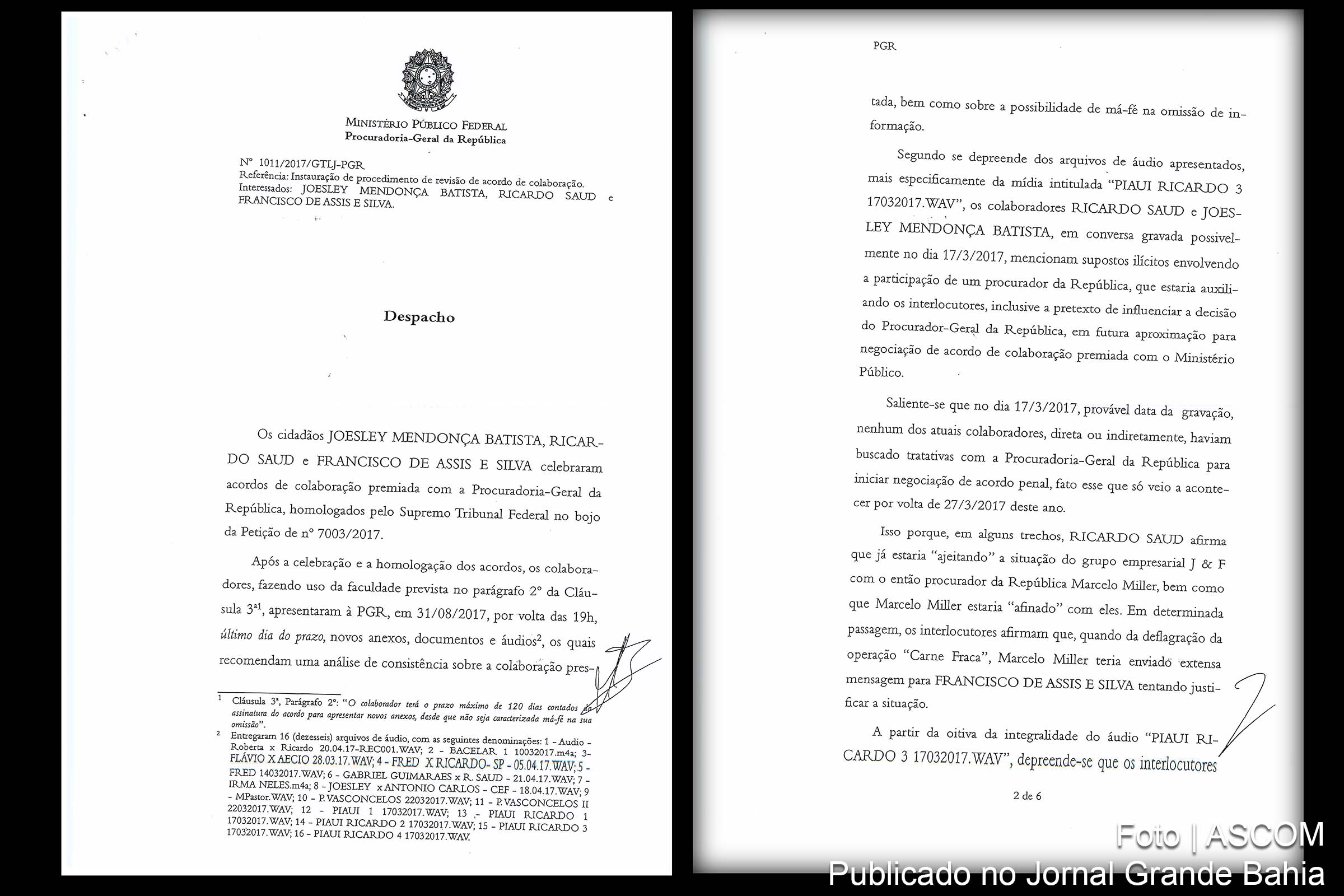 PGR abre procedimento de revisão da colaboração premiada dos executivos do Grupo J&F.