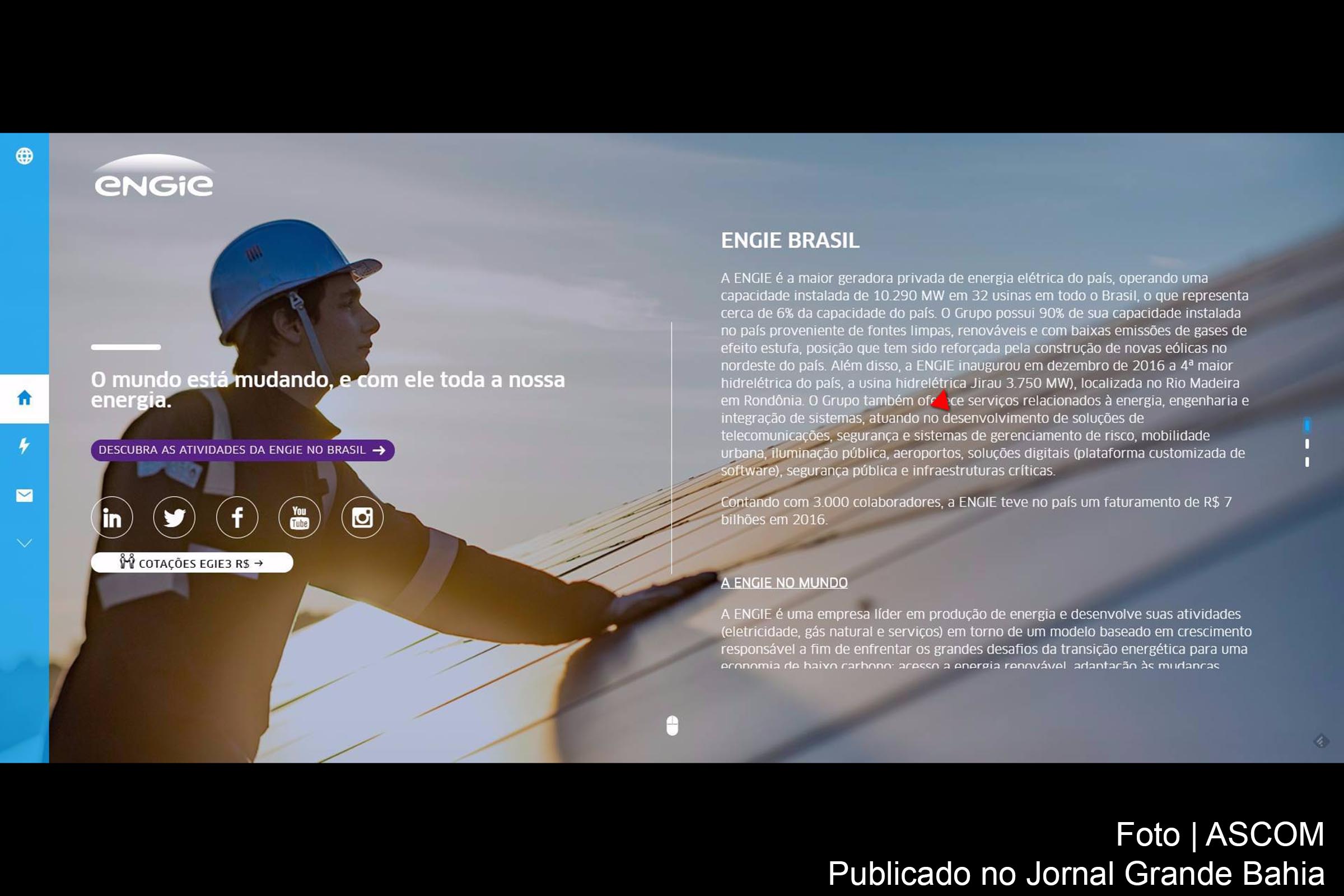 Grupo francês Engie investe em energia eólica na Bahia.