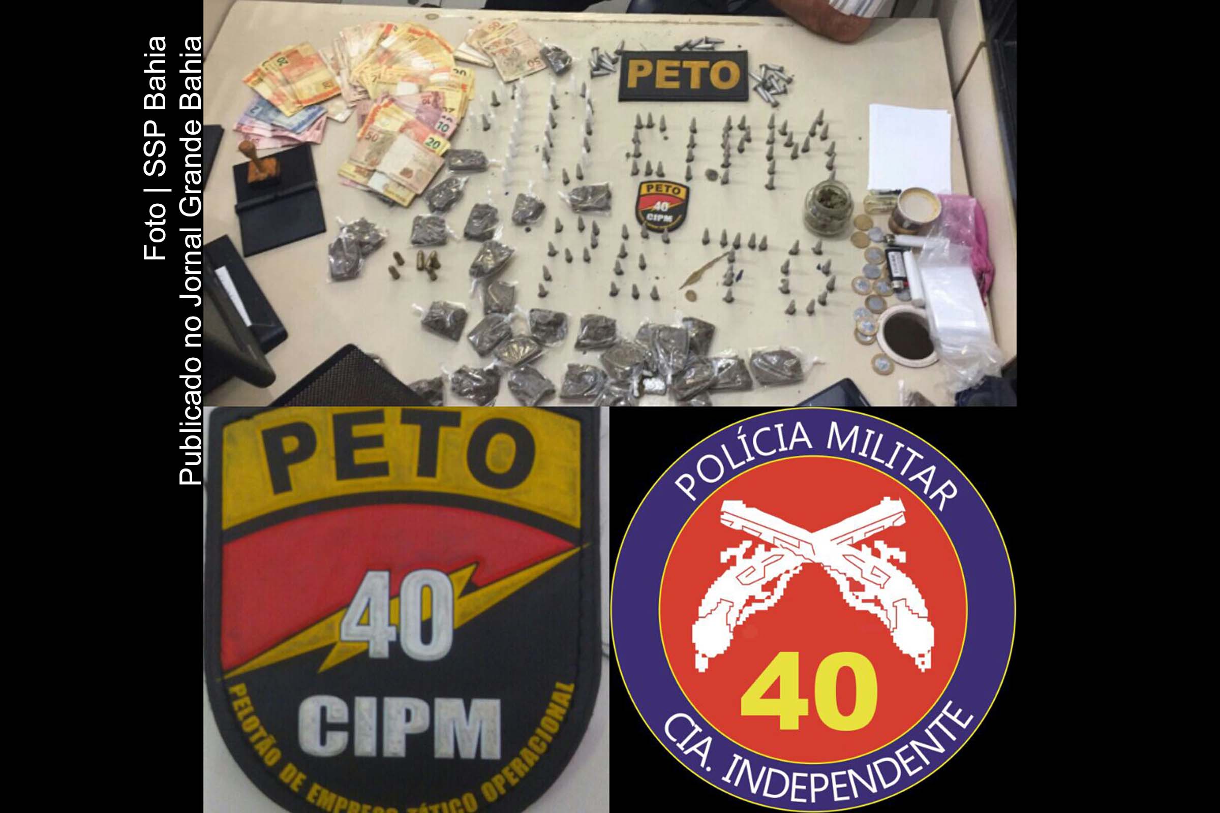 Materiais apreendidos pela 40ª Companhia da Polícia Militar.