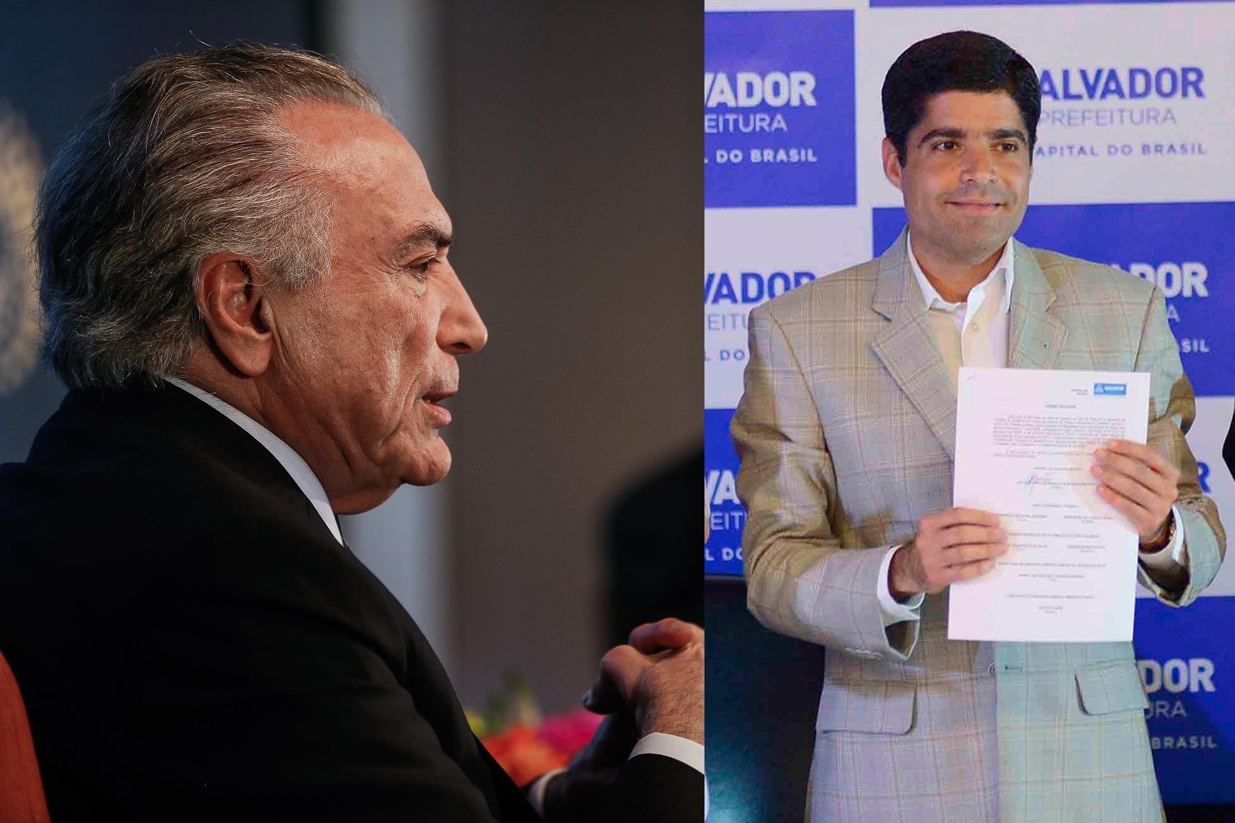 Presidente Michel Temer e prefeito ACM Neto, unidos no boicote ao governo Rui Costa, nas ações contra o interesse do povo baiano e contra as investigações do Caso Lava Jato.