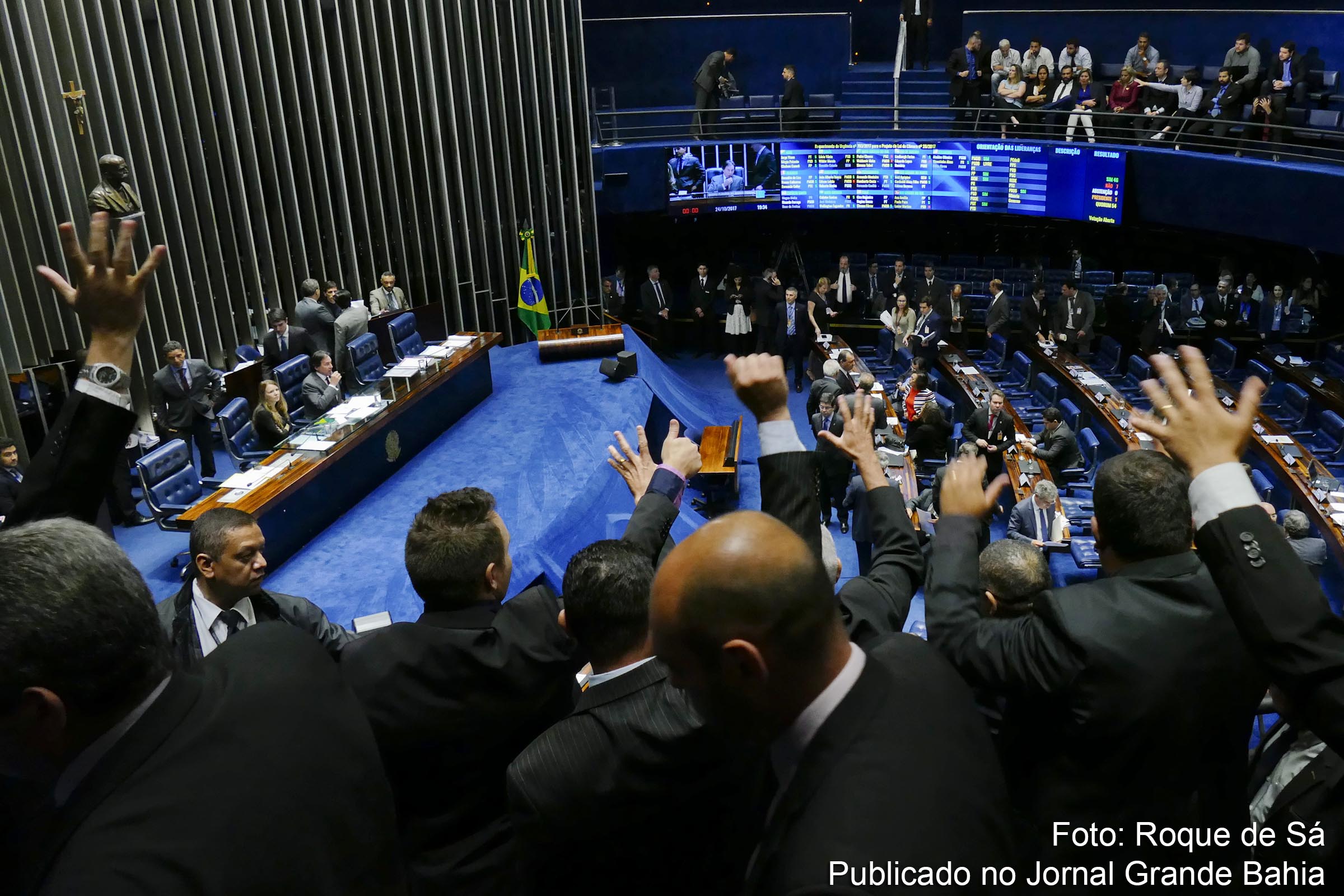 Plenário do Senado Federal durante sessão deliberativa ordinária. Aprovada em primeiro turno PEC que transforma agente penitenciário em policial.