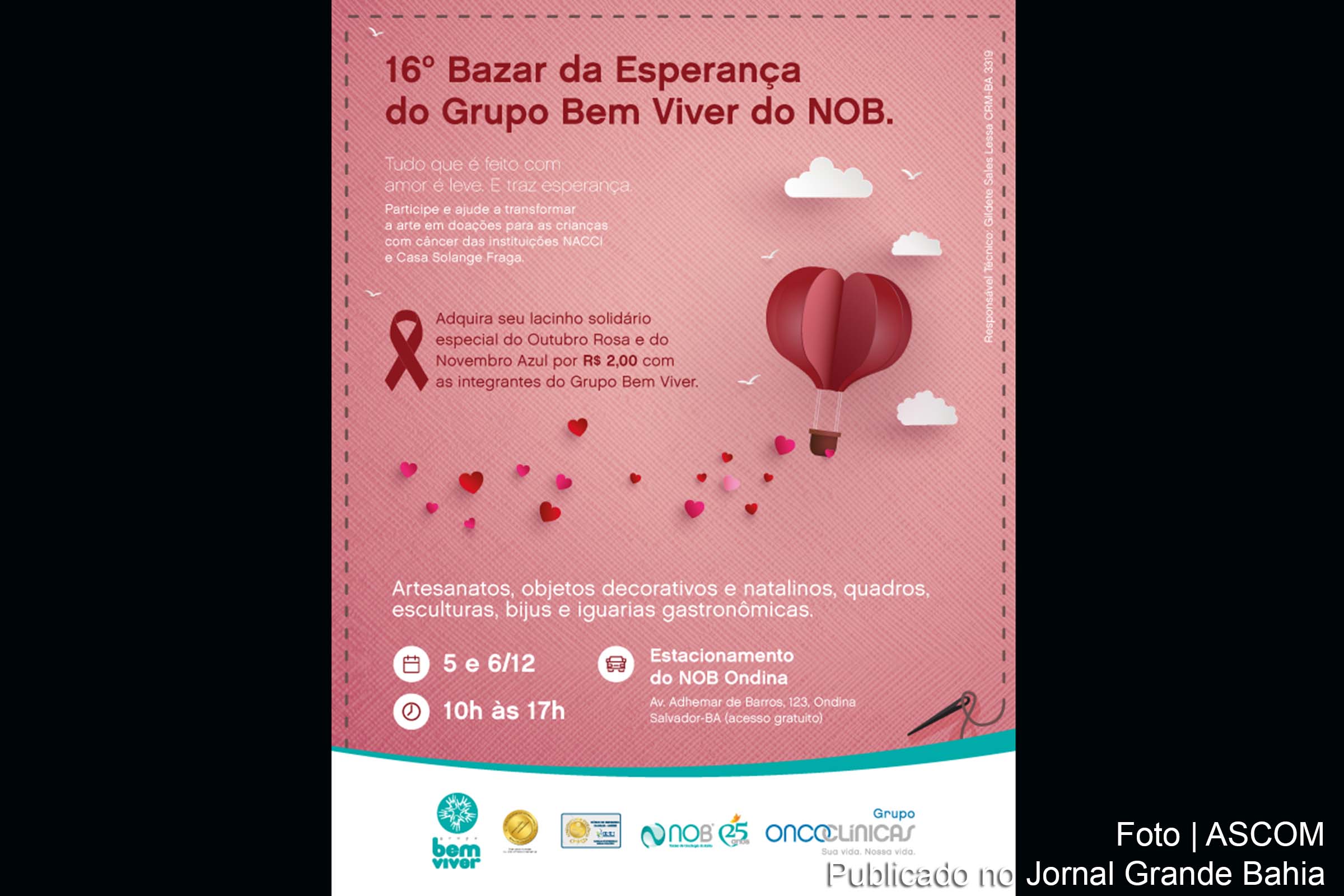 Cartaz anuncia Bazar da Esperança.