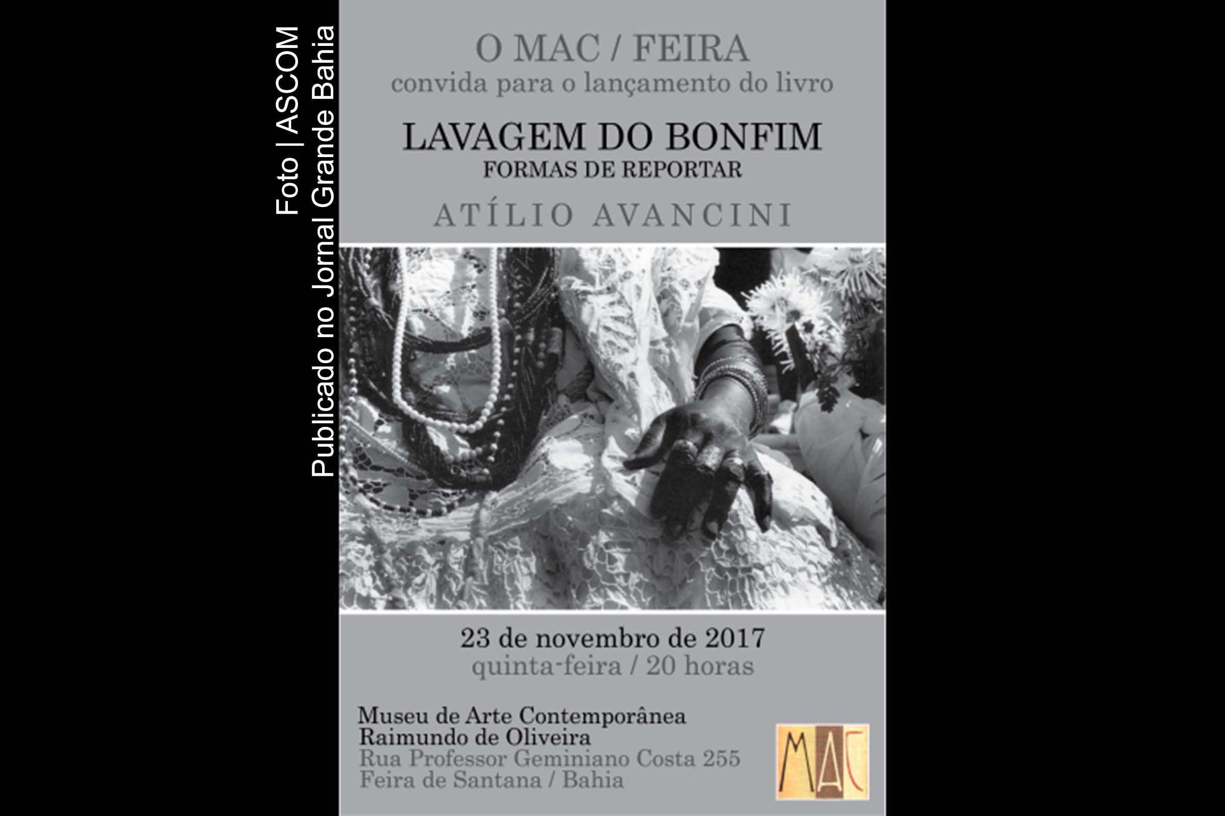 Cartaz anuncia lançamento do livro ‘Lavagem do Bonfim – formas de reportar’.