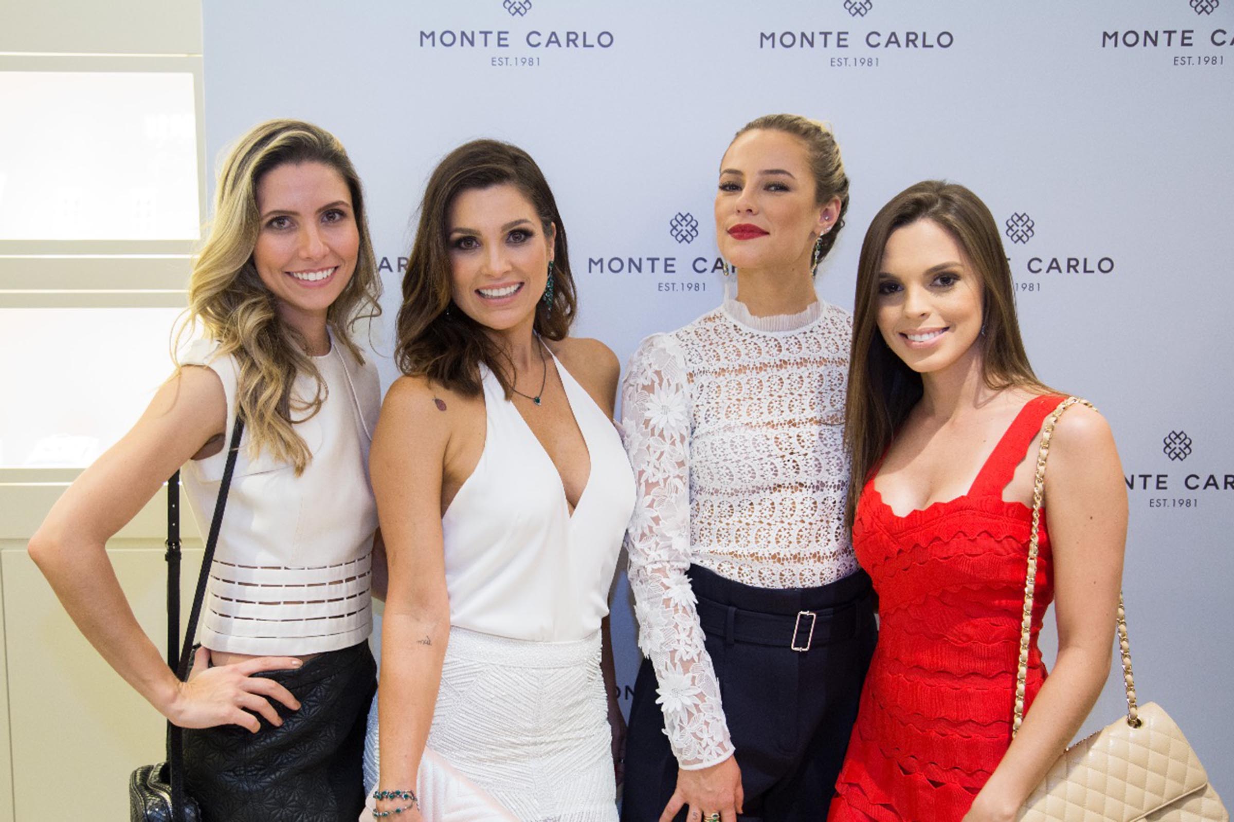 Rafaela Meccia, Flávia Alessandra e Paolla Oliveira, atrizes; e Carol Lisbôa, blogueira participam do coquetel de inauguração da joalheira Monte Carlo.