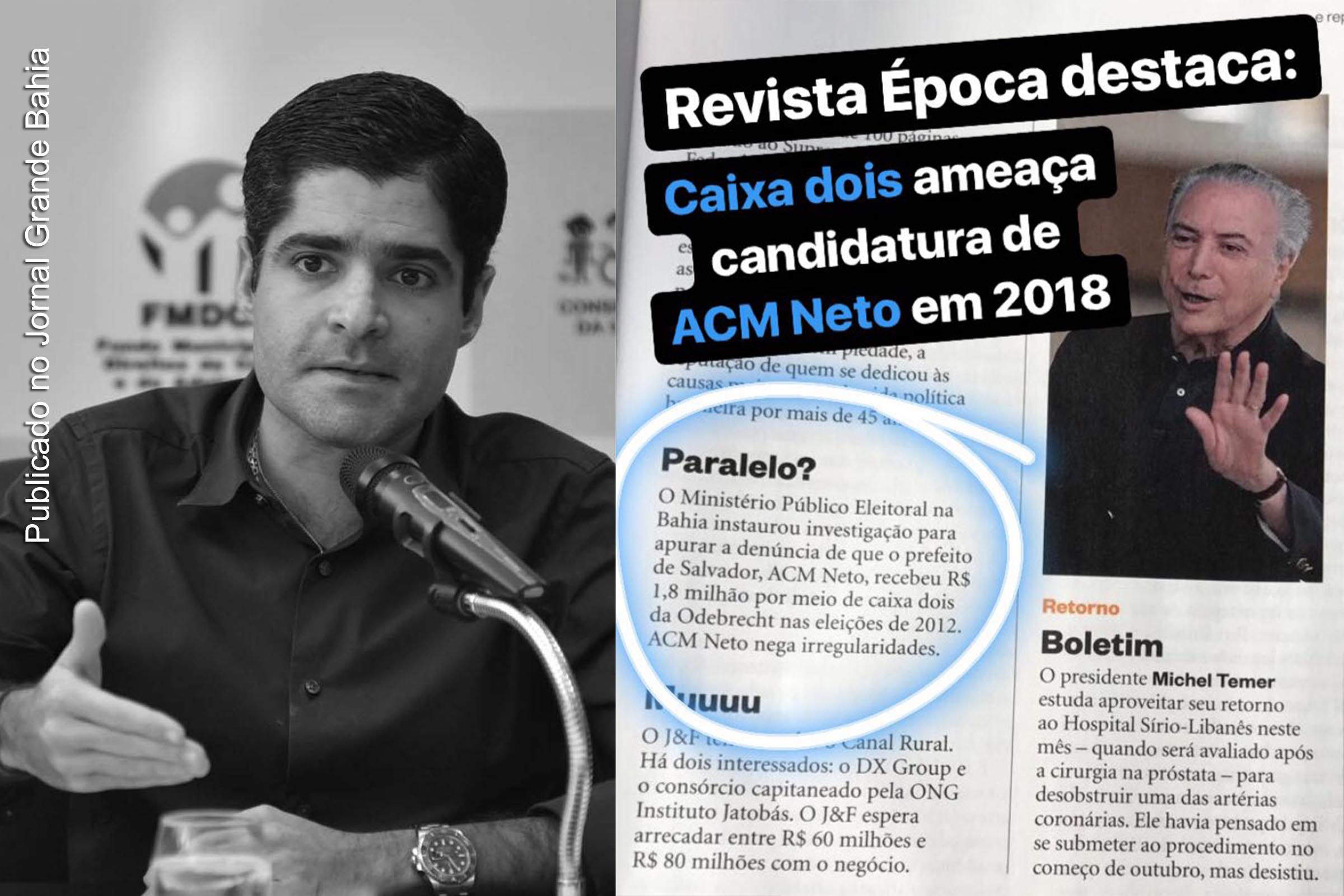 Reprodução de nota da revista Época sobre investigação por crime eleitoral praticado por ACM Neto.