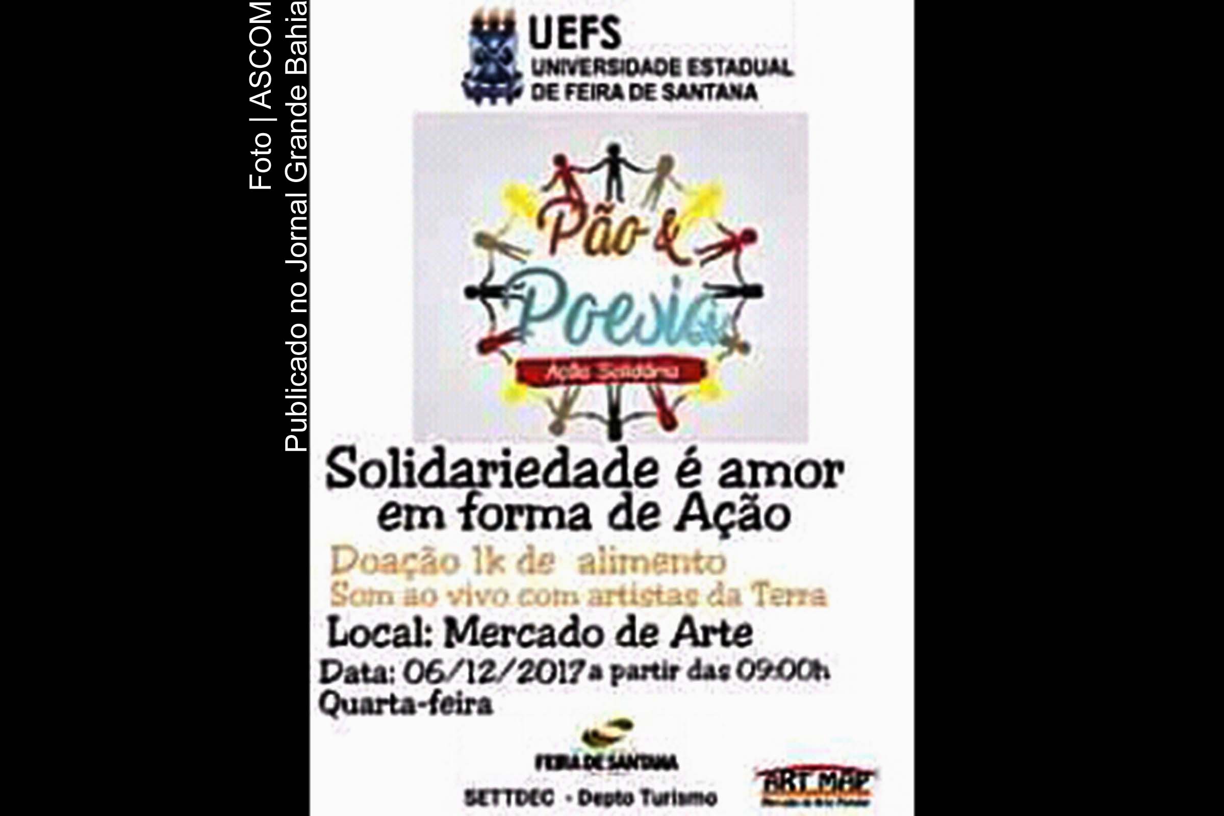 Cartaz anuncia ação solidária 'Pão e Poesia'.