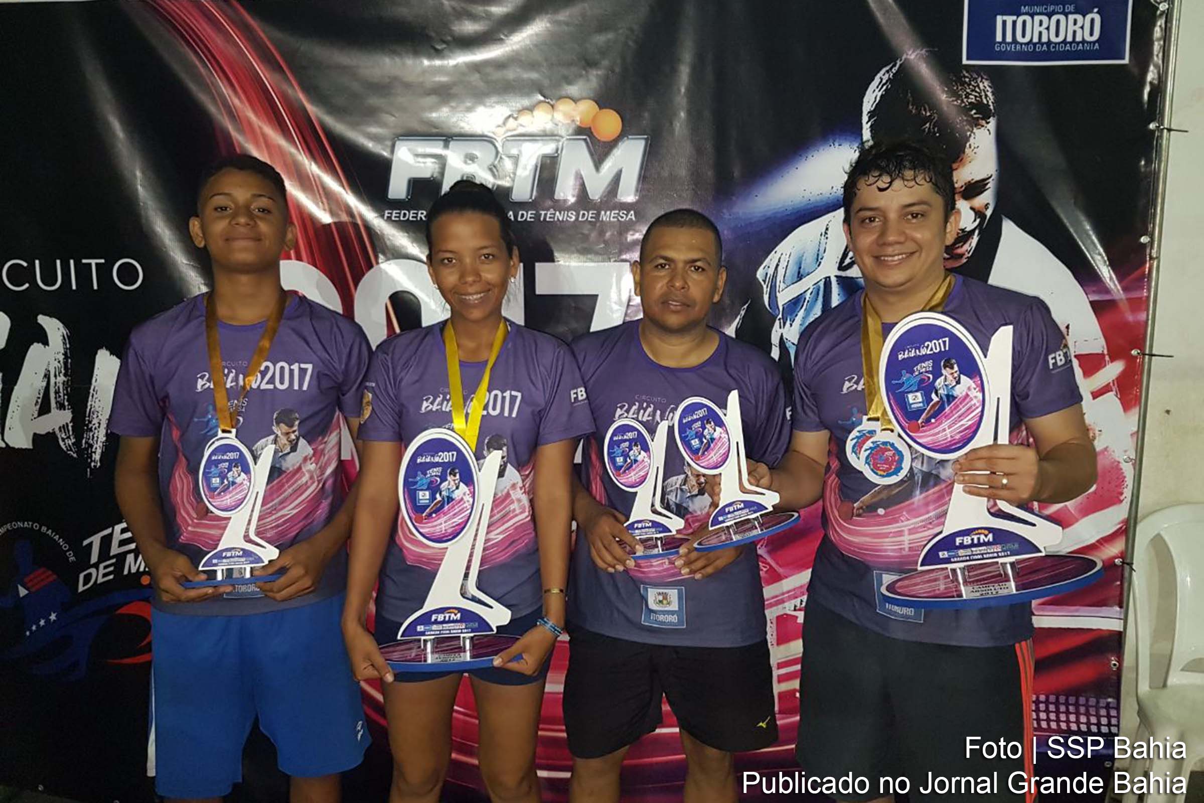 Estudantes da Base Comunitária de Segurança de Camaçari premiados no Campeonato Baiano de Tênis de Mesa.