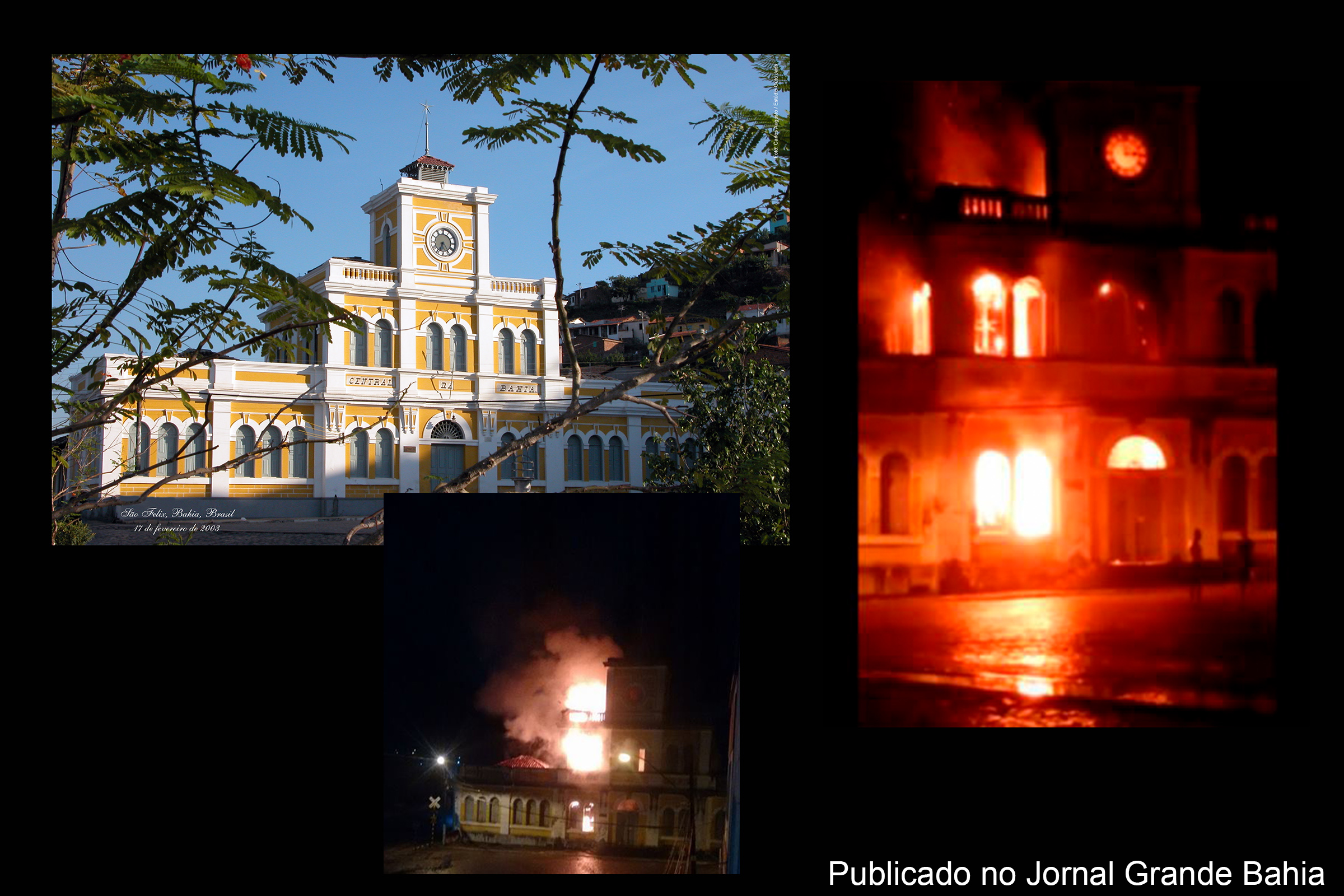 Incêndio atinge a Estação Ferroviária de São Félix, sede do Arquivo Público do Município.