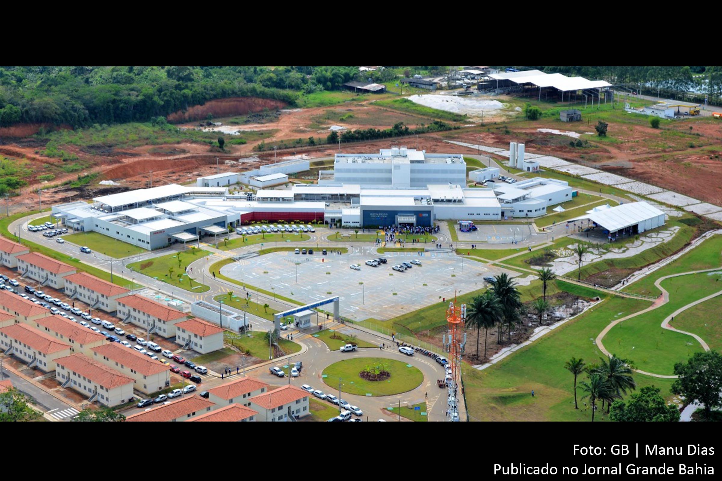 Vista aérea do Hospital Regional Costa do Cacau, em Ilhéus.