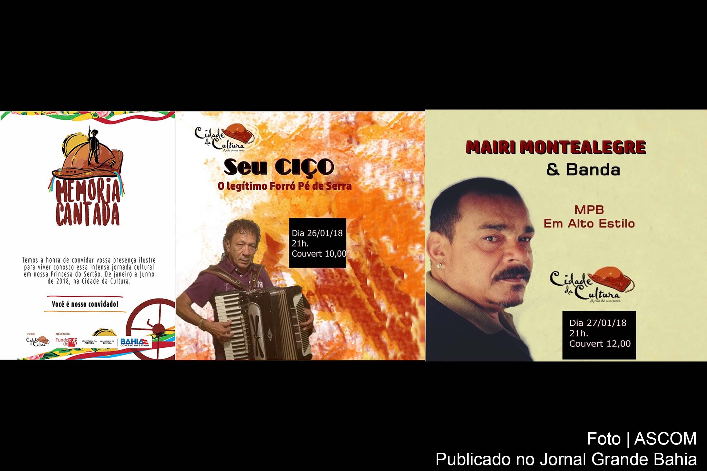 Shows de Asa Filho, Seu Ciço e Mairi Montealegre ocorrem na Cidade da Cultura.