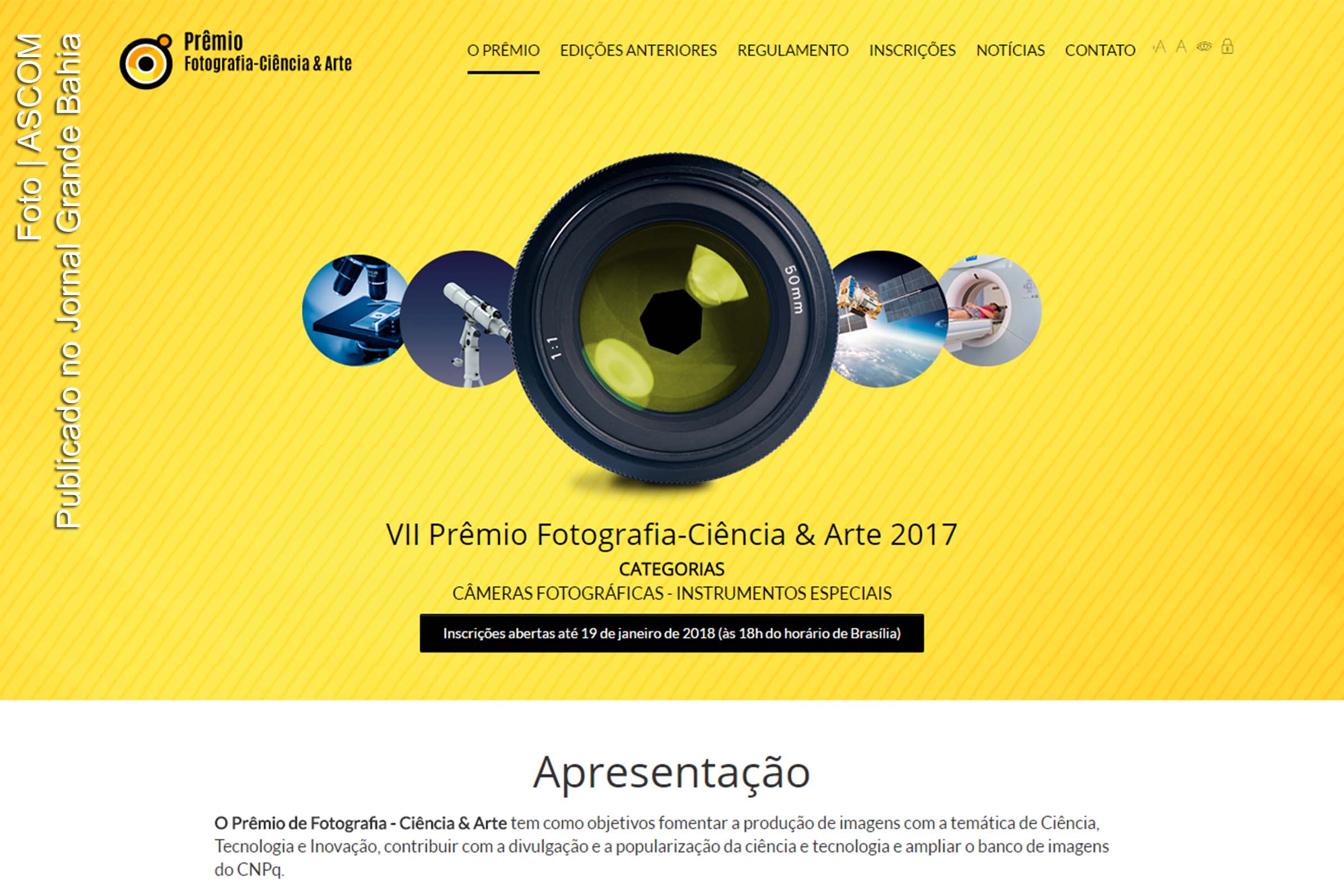 Cartaz do VII Prêmio Fotografia-Ciência & Arte.
