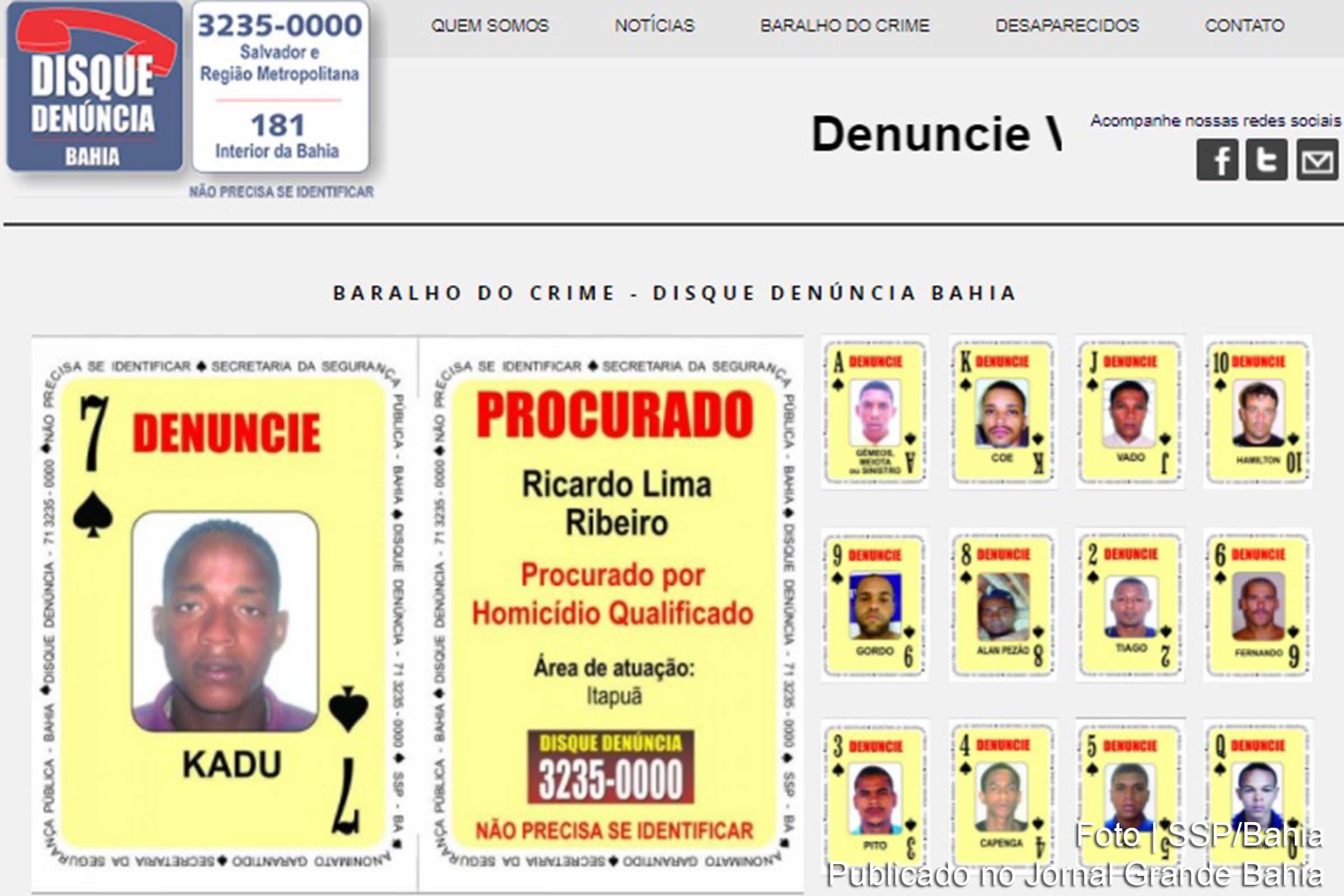 SSP Bahia informa que 'Baralho do Crime' recebe primeira atualização em 2018.