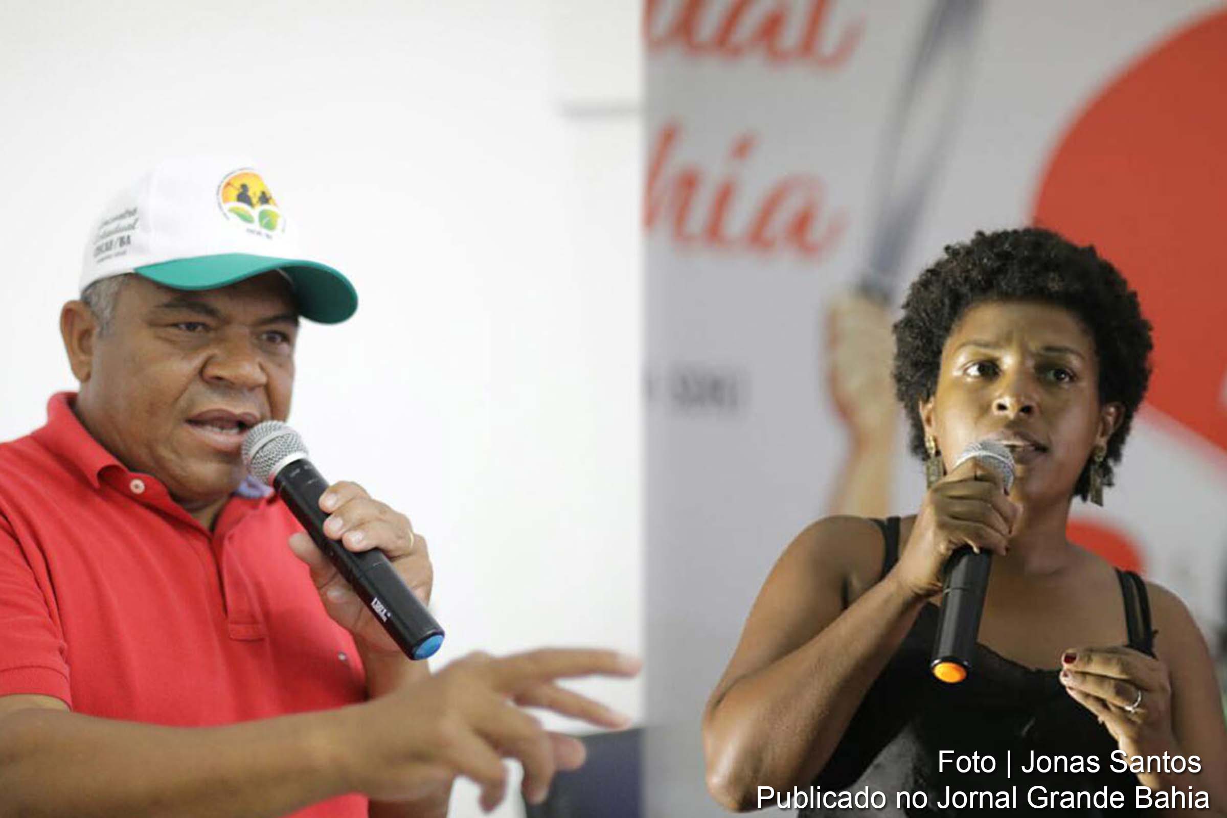 O deputado federal Valmir Assunção e a dirigente nacional do MST Lucinéia Durães.