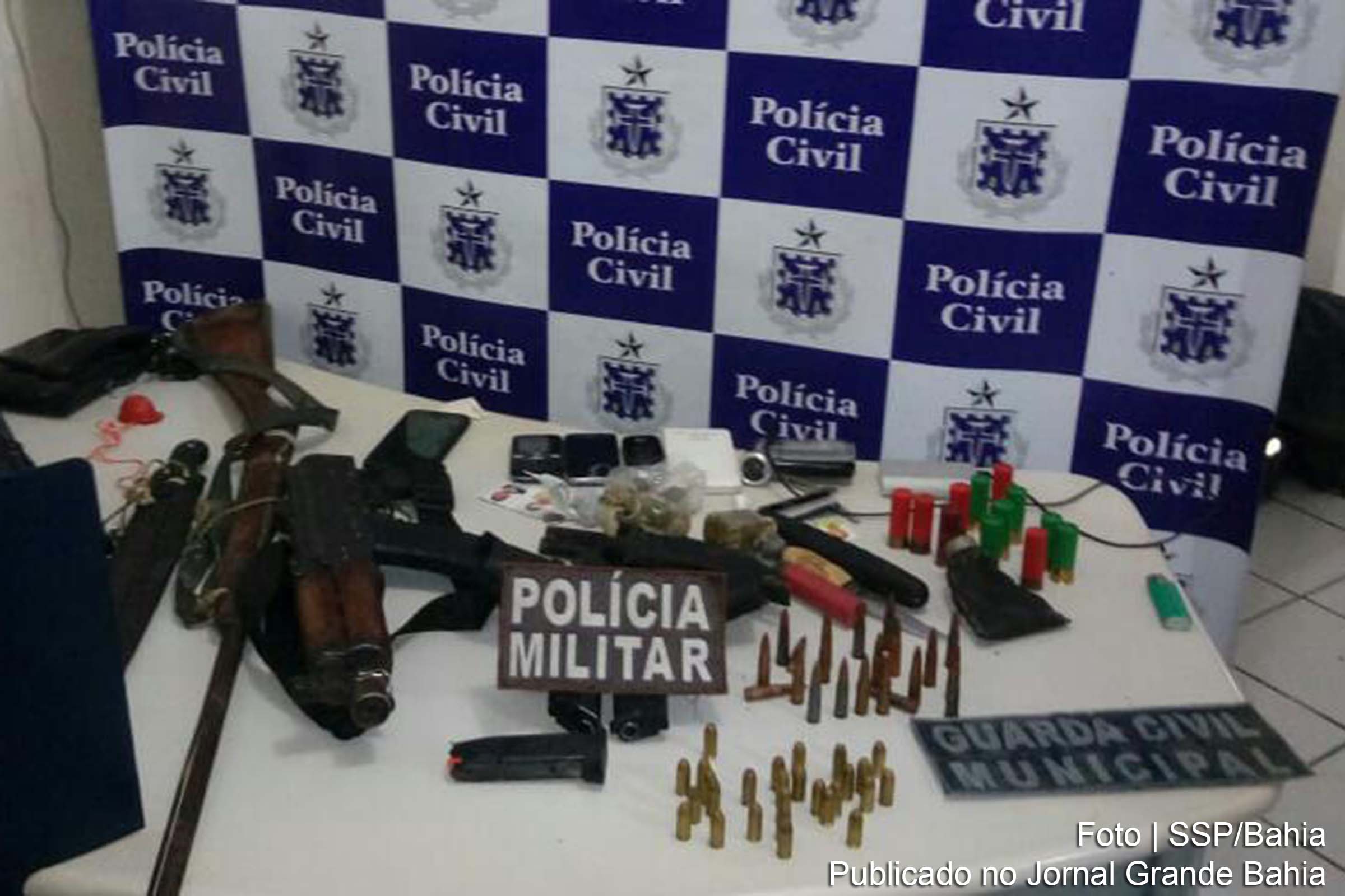 Materiais apreendidos pelas Polícias Civil e Militar no município de Baixa Grande.