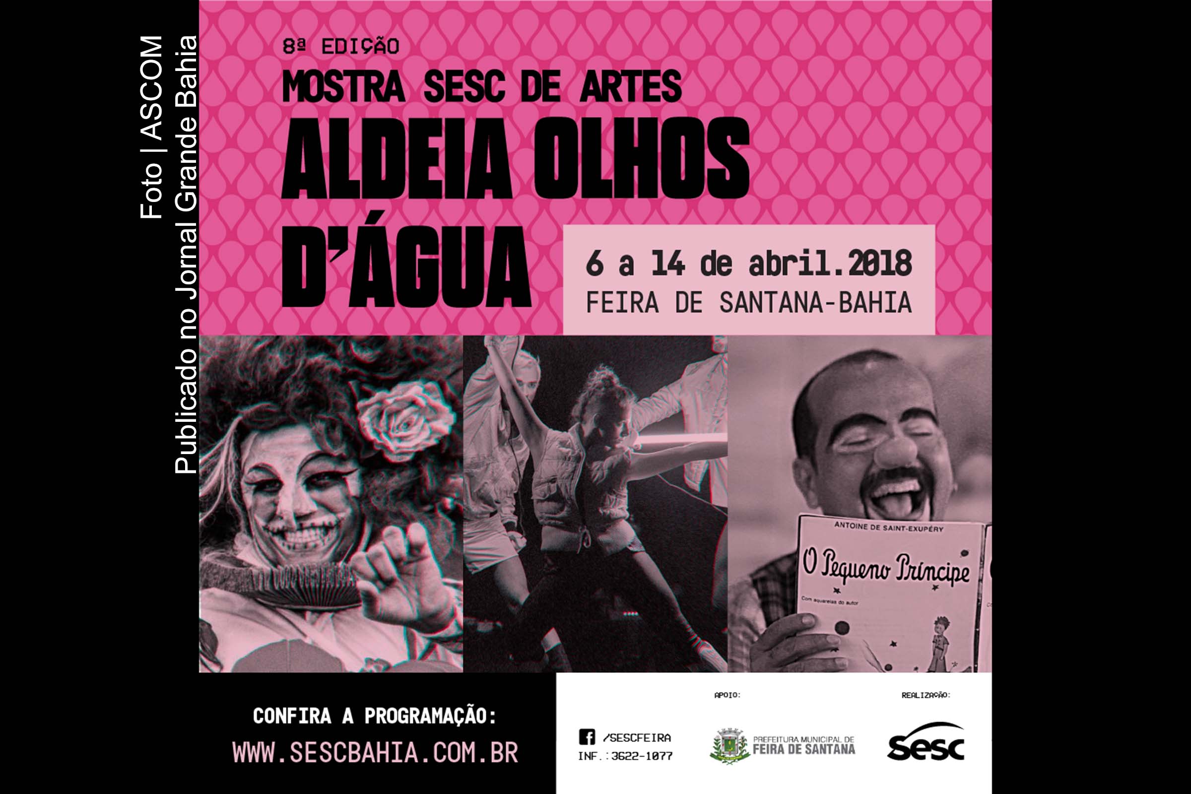 Cartaz anuncia 8ª Mostra SESC de Artes Aldeia Olhos D’Água.