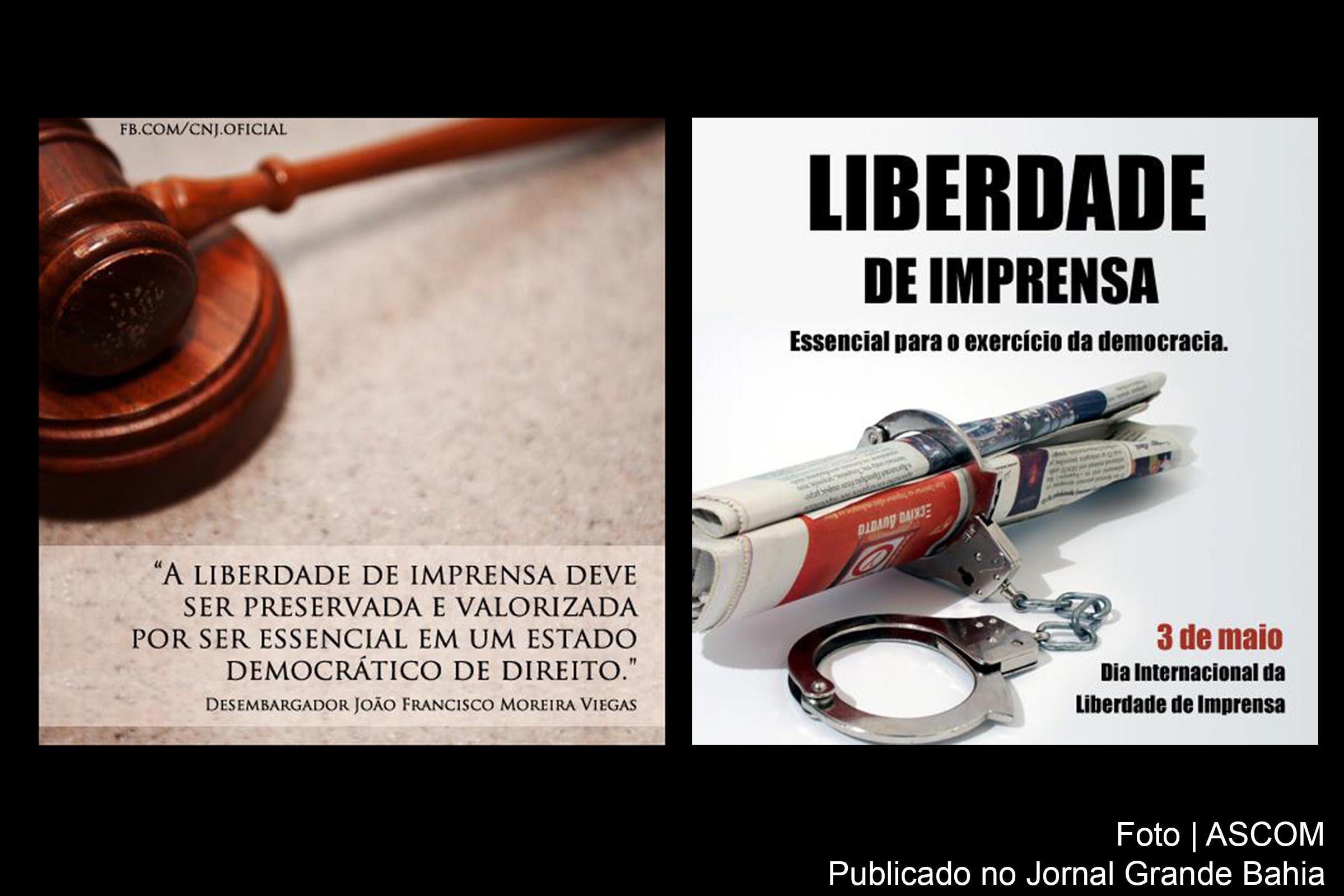 Cartazes expressão a Liberdade de Imprensa como valor intrínseco à democracia.