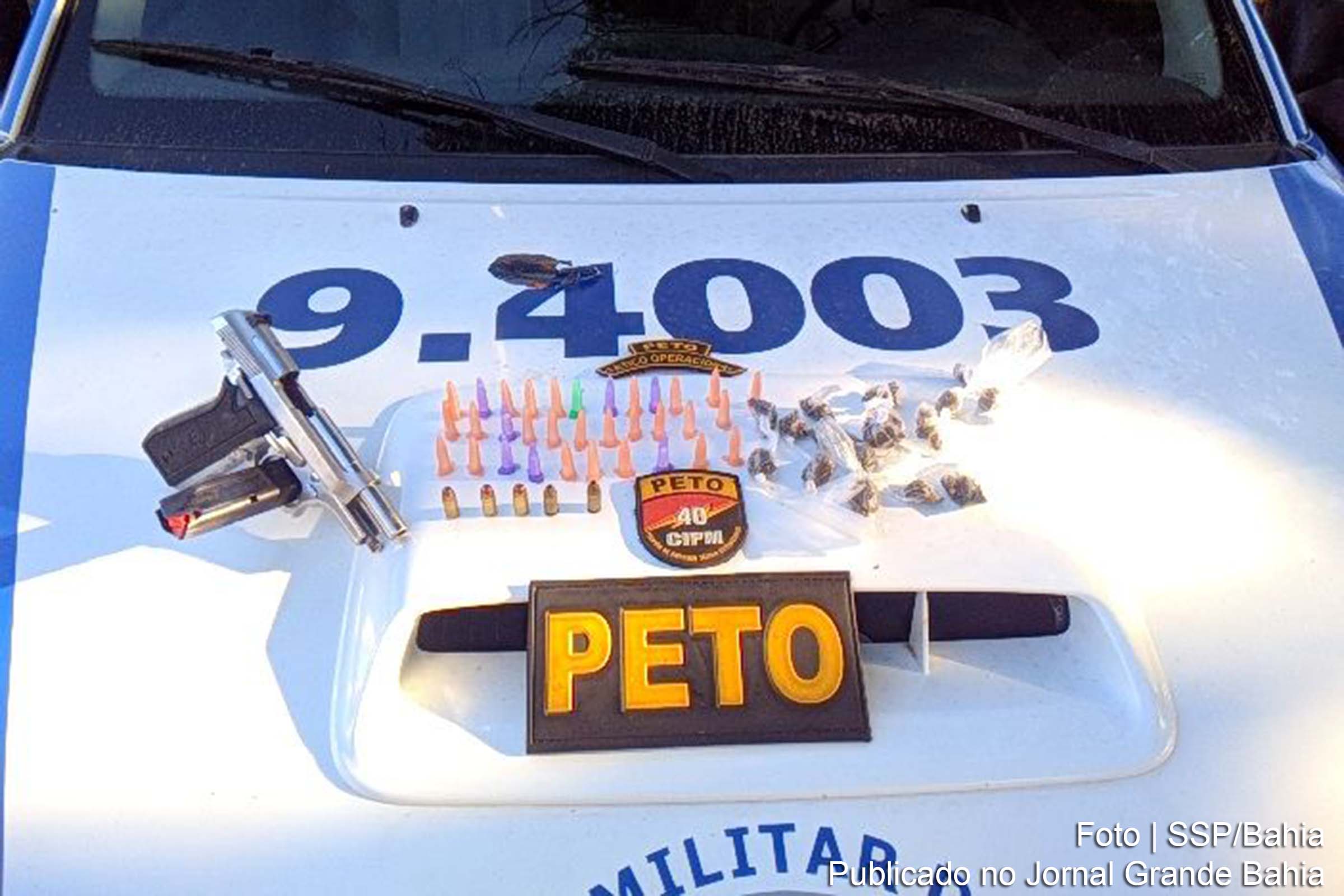 Materiais apreendidos pela 40ª CIPM, em Salvador.