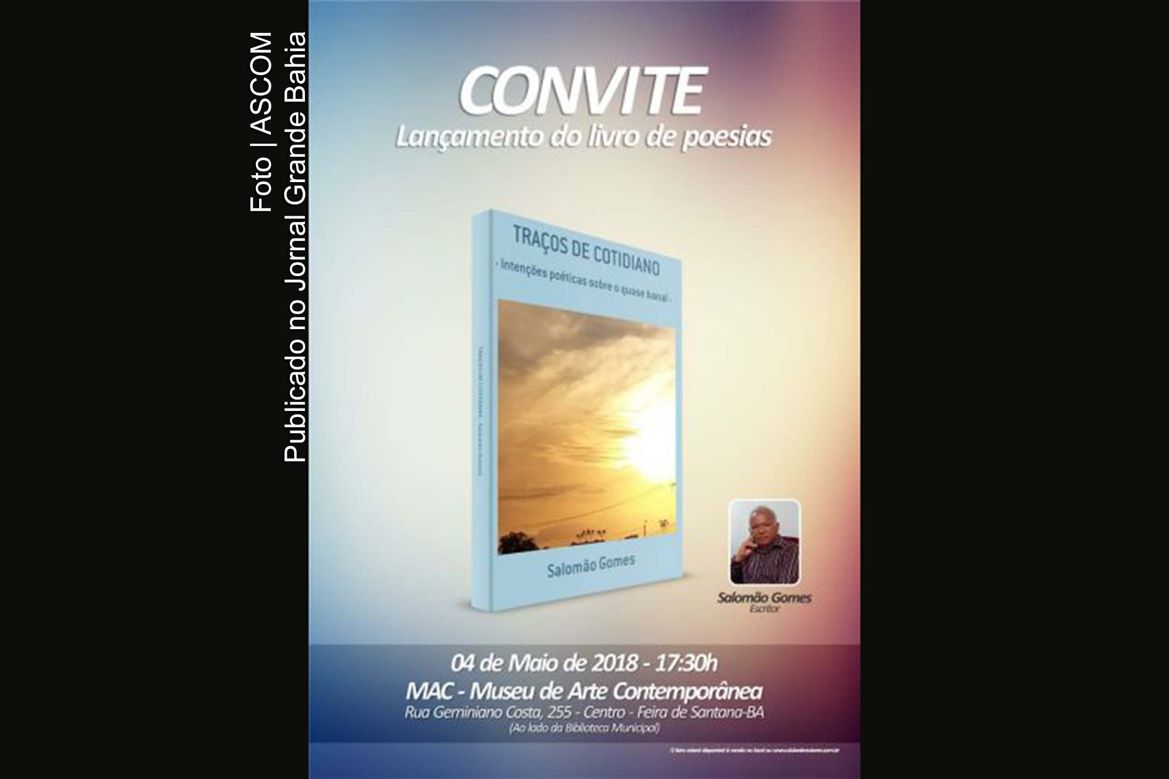 Convite anuncia lançamento do livro 'Traços de Cotidiano – Intenções Poéticas Sobre o Quase Banal'.