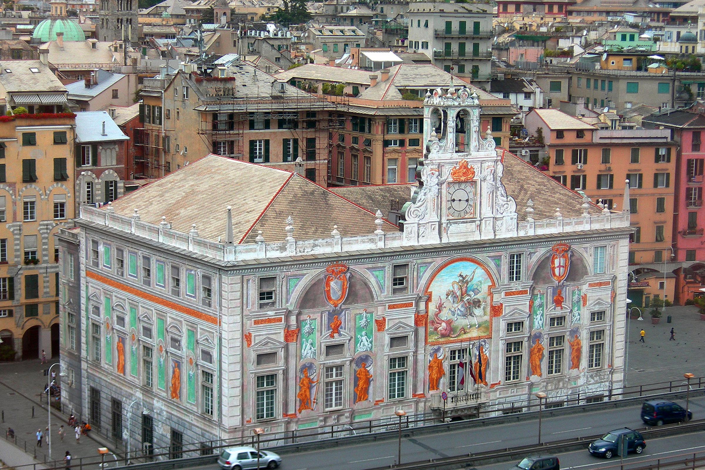 Fachada do Palácio San Giorgio, em Gênova, Itália.