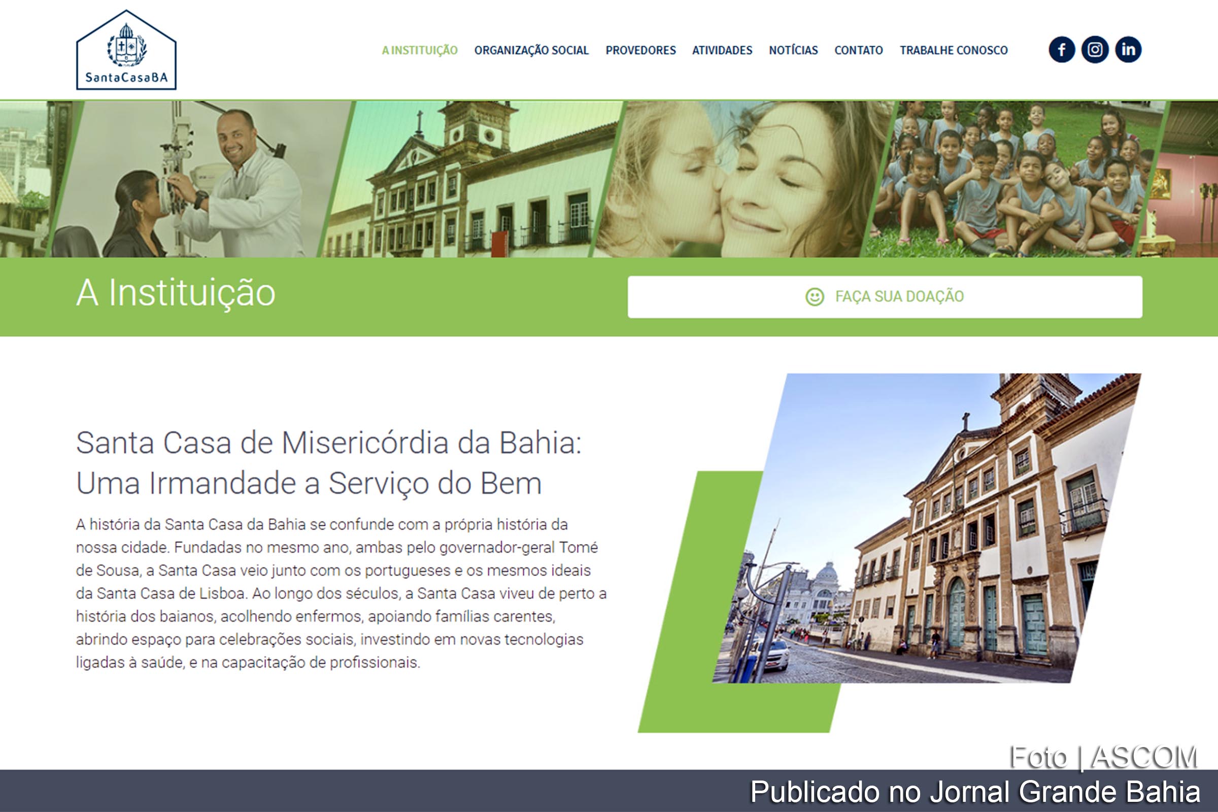 Artigo aborda atuação das Santa Casas na Bahia.