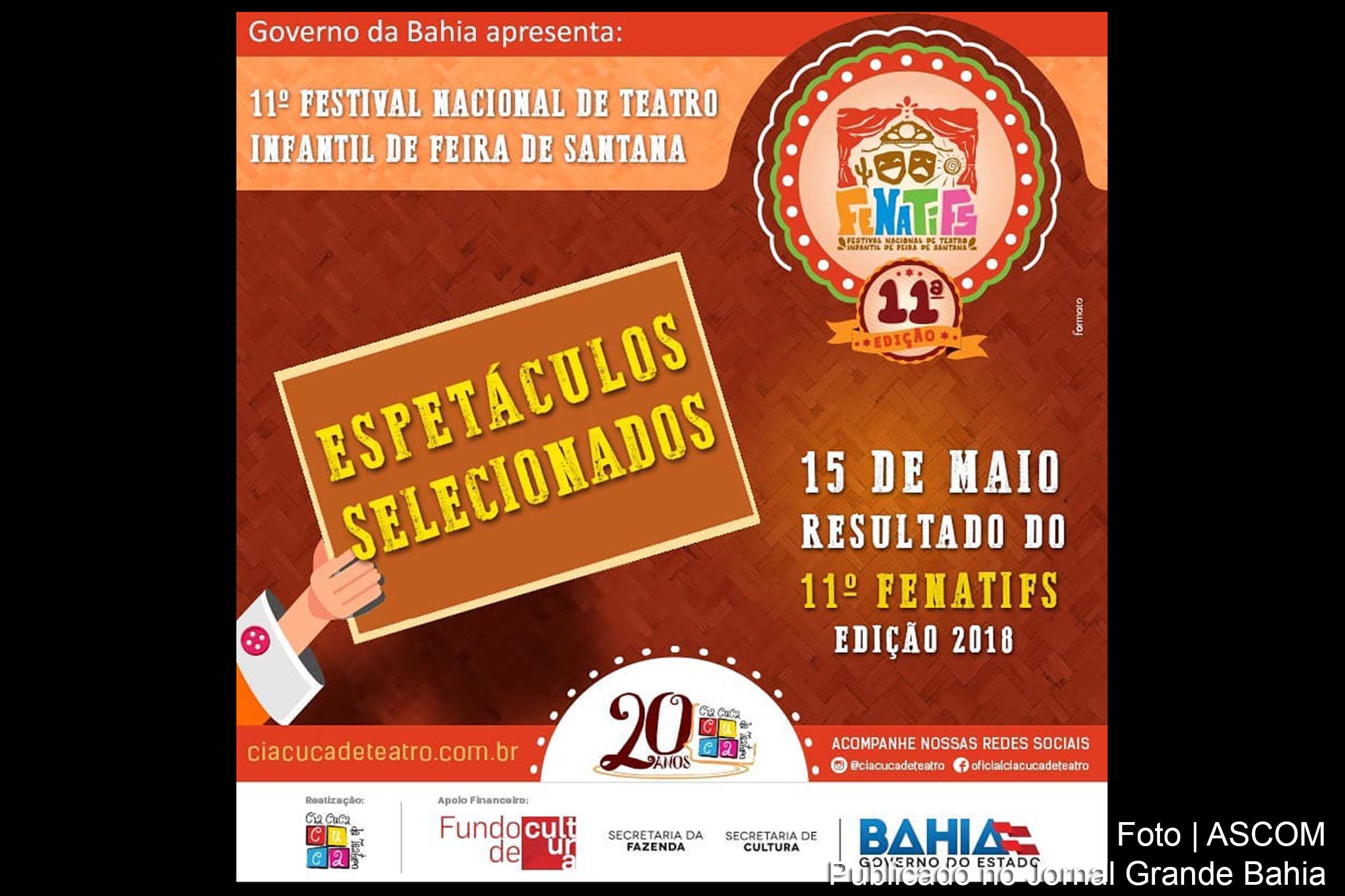Cartaz anuncia resultado da seleção de espetáculos do 11º FENATIFS.